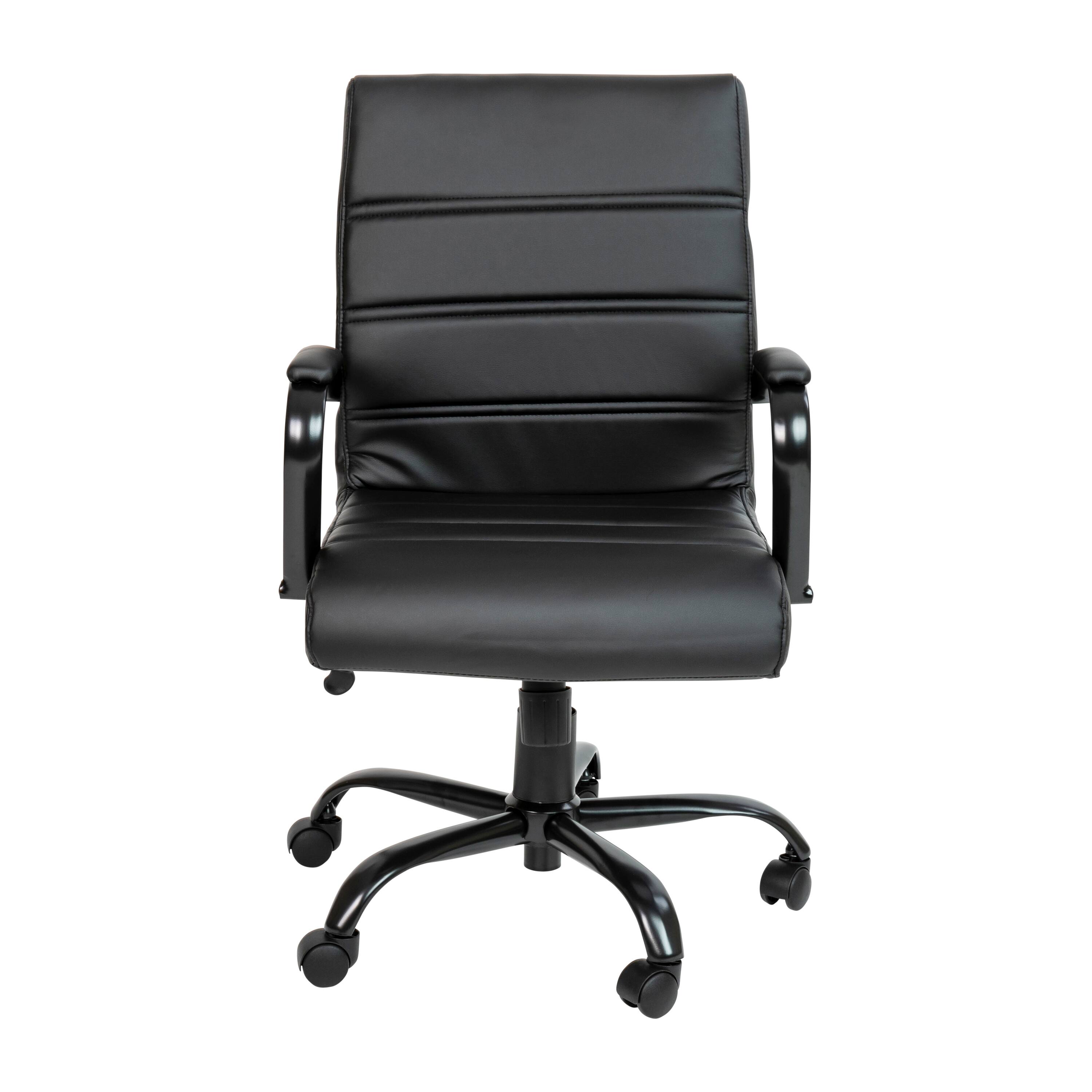 Alt View 7. Emma + Oliver - Mid-Back Executive Swivel Office Chair with Metal Frame and Arms - Black LeatherSoft/Black Frame.