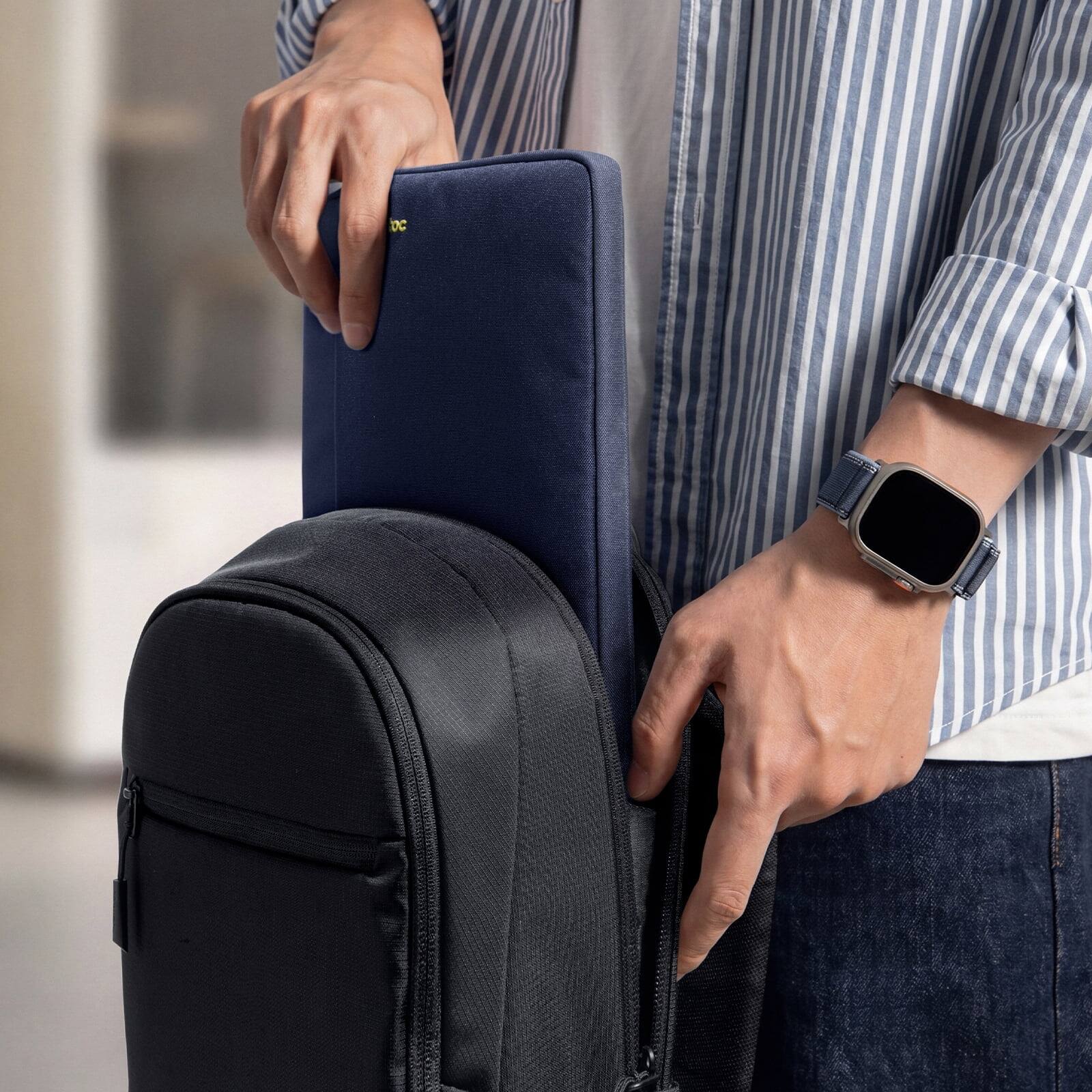 Alt View 9. tomtoc - Light-A18 Slim Laptop Sleeve Case for 13-inch MacBook Neo A18 Pro Chip 2026 - Navy Blue.