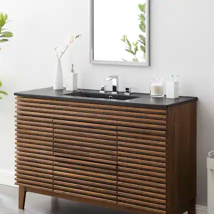 Front. Modway - Cayman Bathroom Sink - Black.