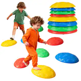 Gymax - 8 PCS Stepping Stones for Kids Non-Slip Toddler Stepping Stones for Kids Aged 3+ - Multicolor