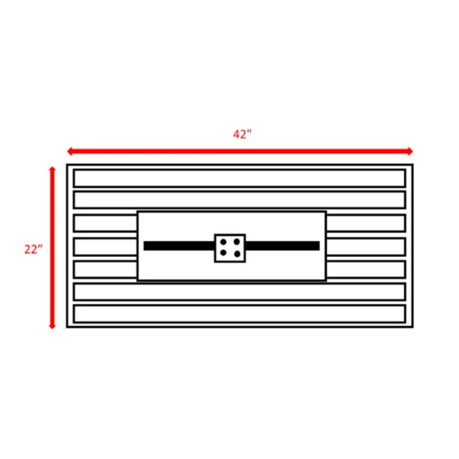 The dimensions of the object in the image are:

- Width: 42 inches
- Height: 22 inches