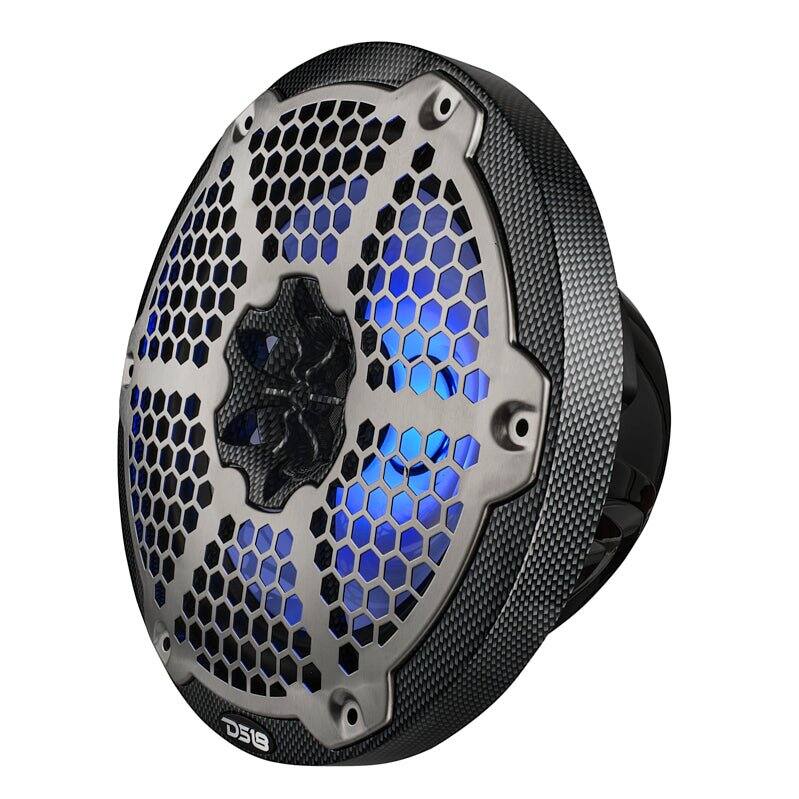 Left. DS18 Audio - NXL 8" 2-way Coaxial Speaker with RGB LED Lights, Built-in Driver and Grille (Pair), 125W RMS 4-Ohm.
