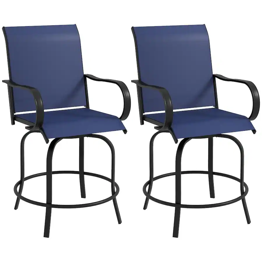 Resenkos Outdoor Bar Stools Set, 360° Swivel Bar Height Chairs