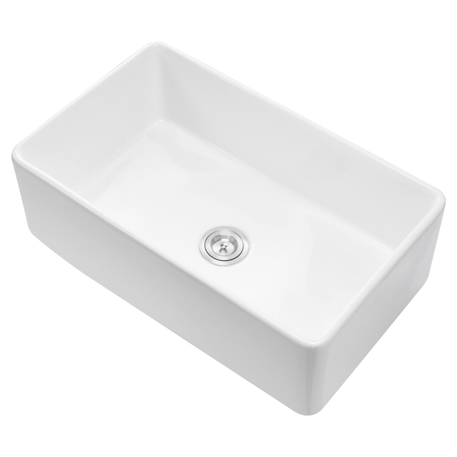 Alt View 5. VEVOR - 33.5x20 inch Farmhouse Sink, White Sink Workstation, Fireclay Undermount Basins, Apron Front Single Bowl Basin - White.