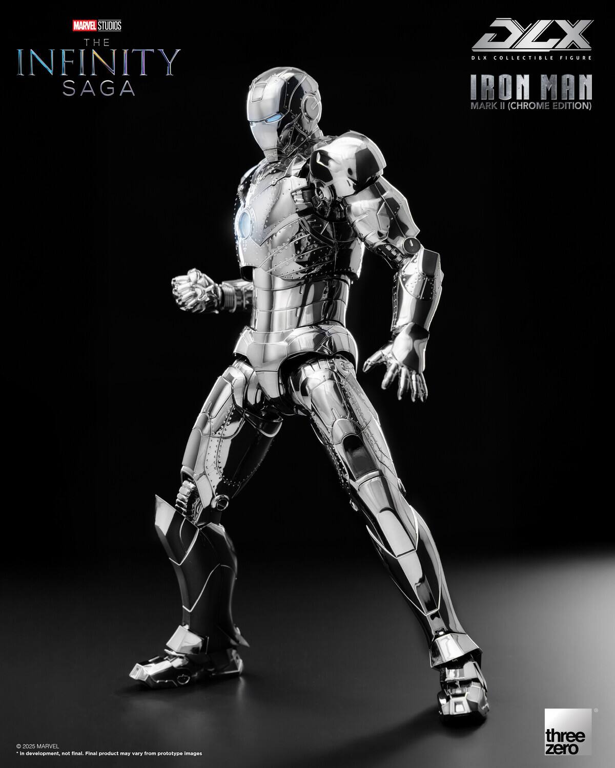 MARVEL STUDIOS THE INFINITY SAGA DLX COLLECTIBLE FIGURE IRON MAN MARK II (CHROME EDITION)  
© 2025 MARVEL  
*in development, not final. Final product may vary from prototype images*