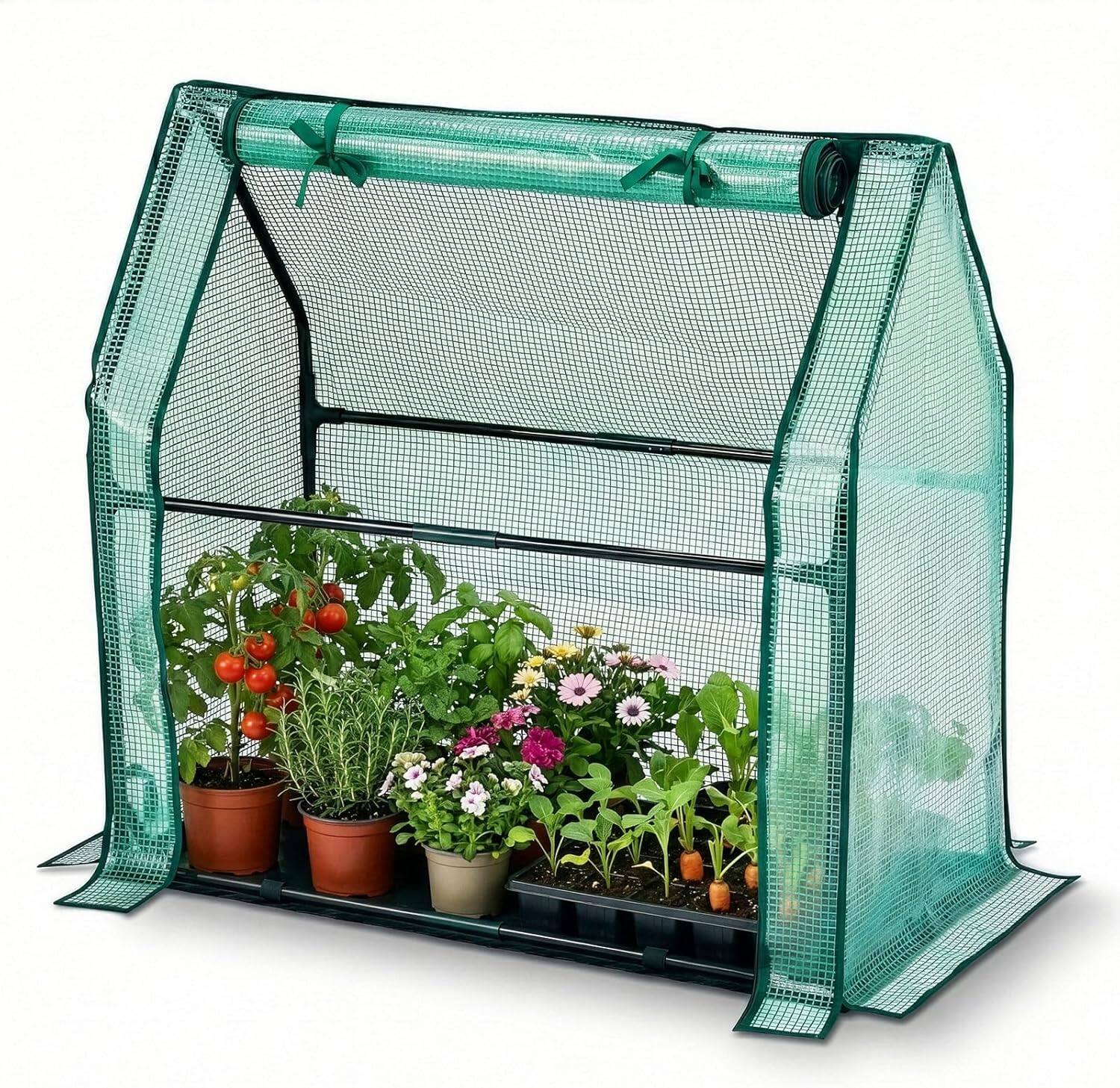 Front. Winado - Mini Greenhouse, Outdoor 3'x3'x3' UV Protected 2-Layer PE Cover Plant Hot House for Flowers, Seed and Vegetables Protect.