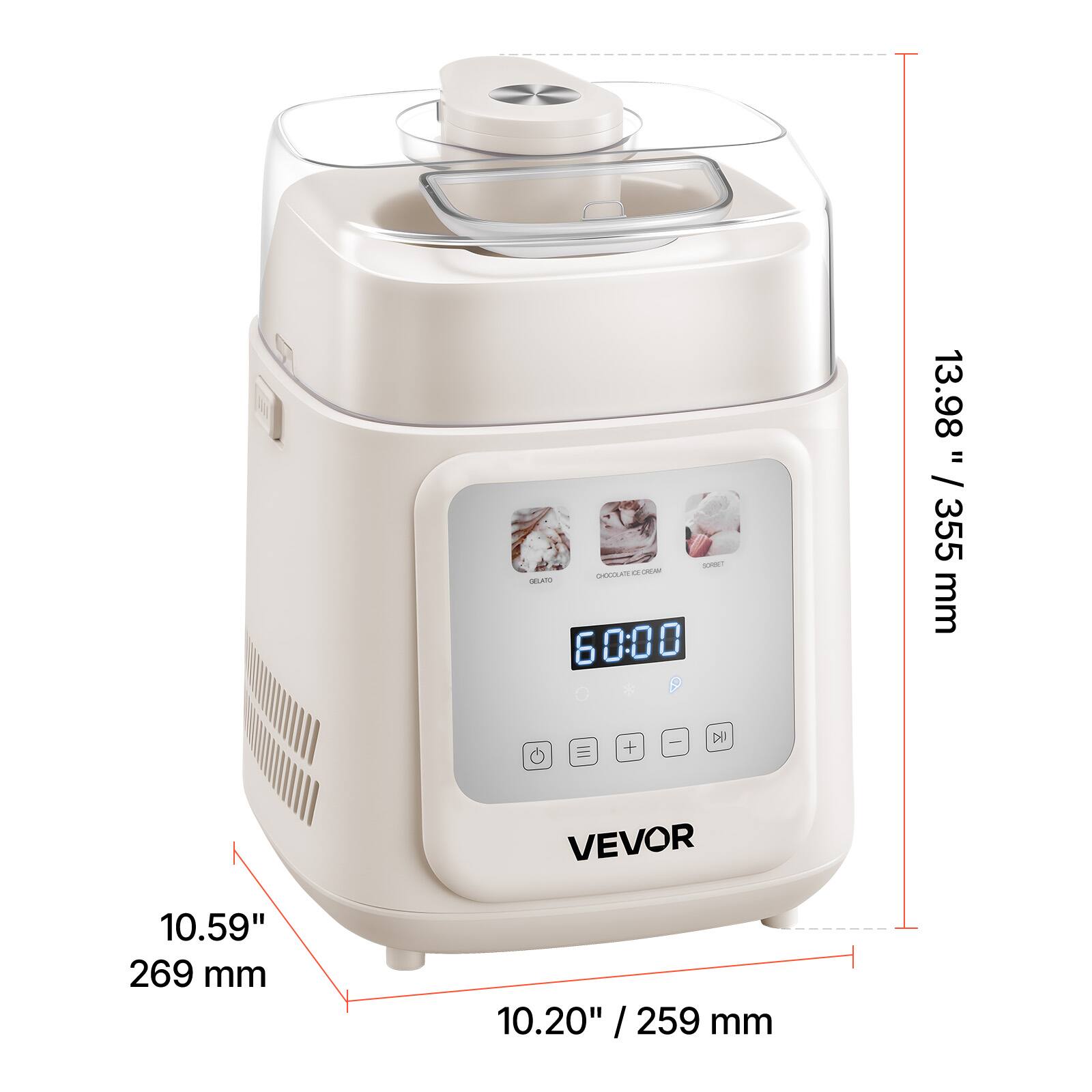 - BOLA
- LE TO 60:00
- 6 0 13.98" / 13.98" / 355 mm
- III + - I
- VEVOR 10.59" / 269 mm
- 10.20" / 259 mm