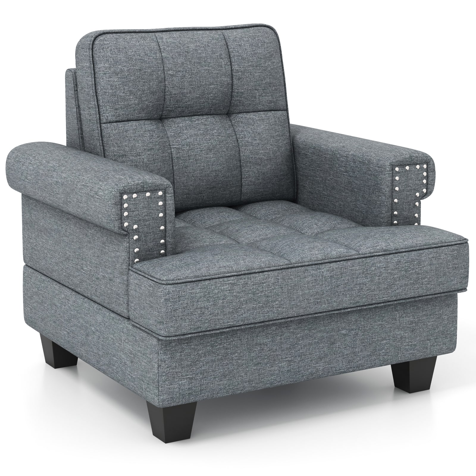 Ecooso - Mid-Century Modern Tufted Linen Accent Chair, Club Chair for Living Room - Gray