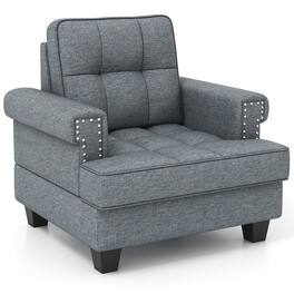 Ecooso - Mid-Century Modern Tufted Linen Accent Chair, Club Chair for Living Room - Gray
