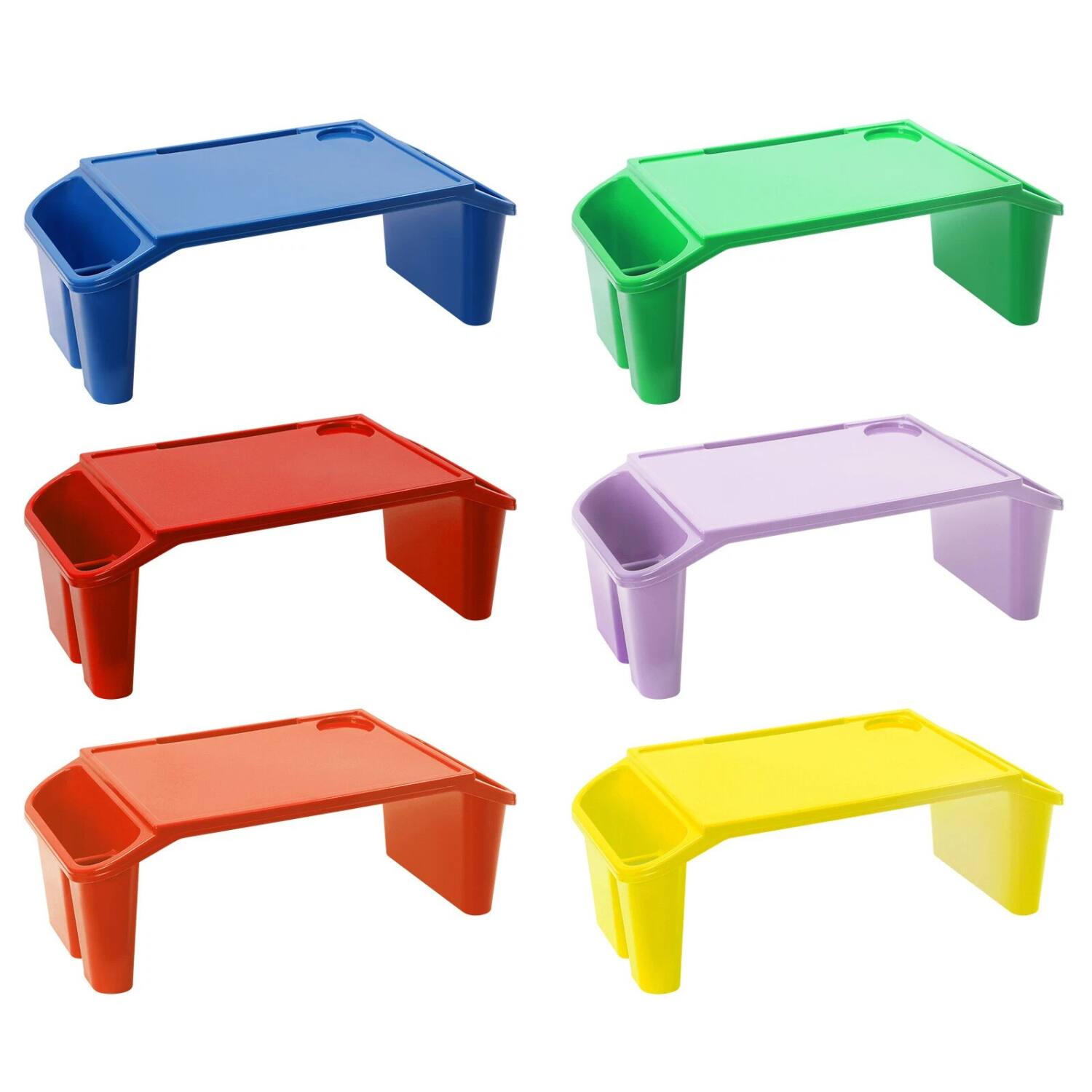 Front. Stock Preferred - 6-Piece Kids Lap Desk Set - Red, Green, Yellow, Purple, Orange, Blue.