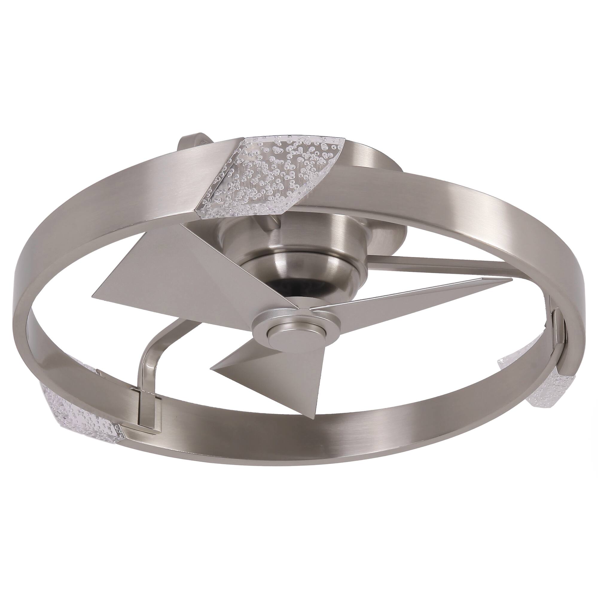 Alt View 7. Parrot Uncle - 20" Modern Sand Nickel Dimmable LED Low Profile Small Ceiling Fan with Remote and Light - Nickel.