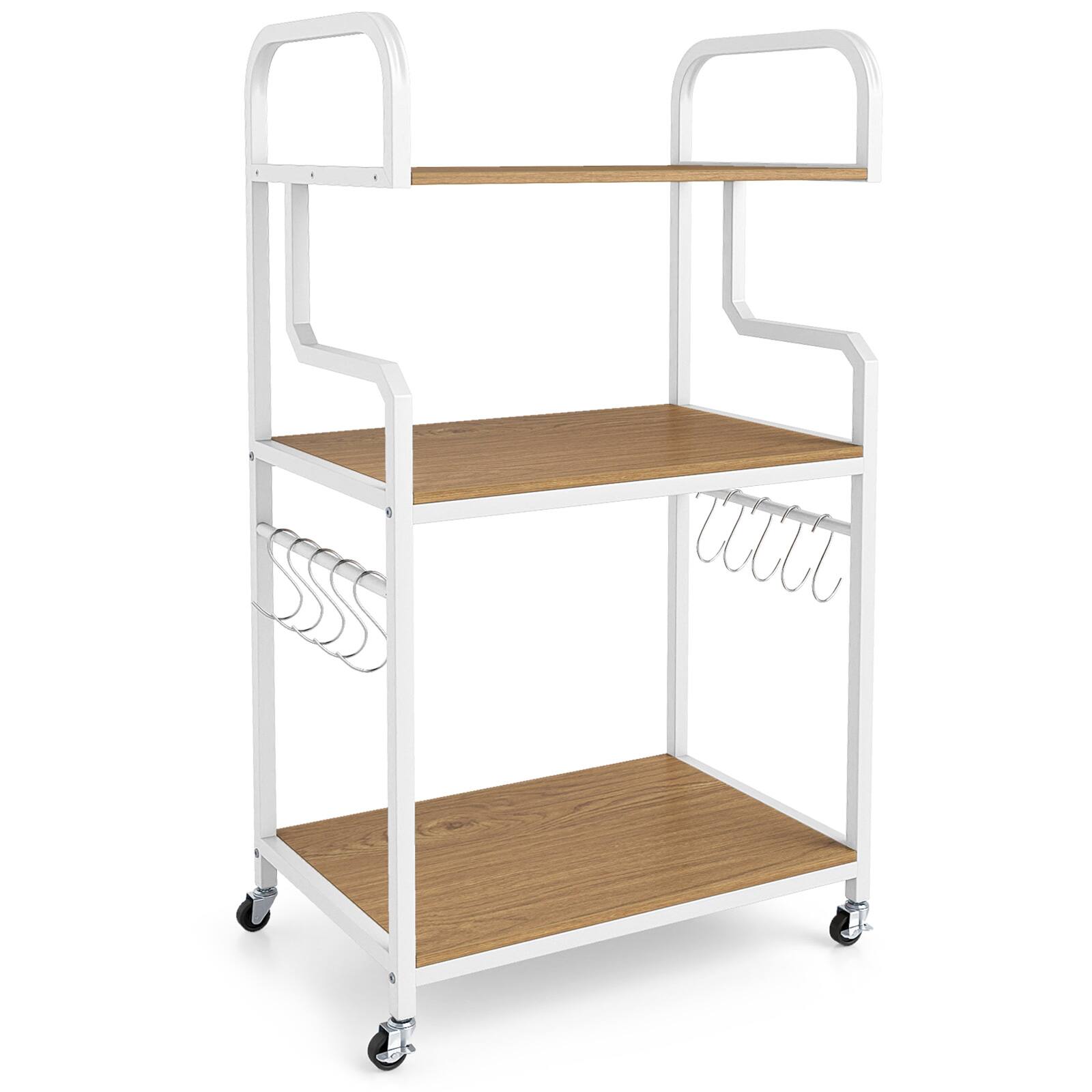 Alt View 9. Gymax - Gymax 3-Tier Rolling Printer Stand Home Office Large Printer Cart w/ Storage Shelves Natural & White - White.