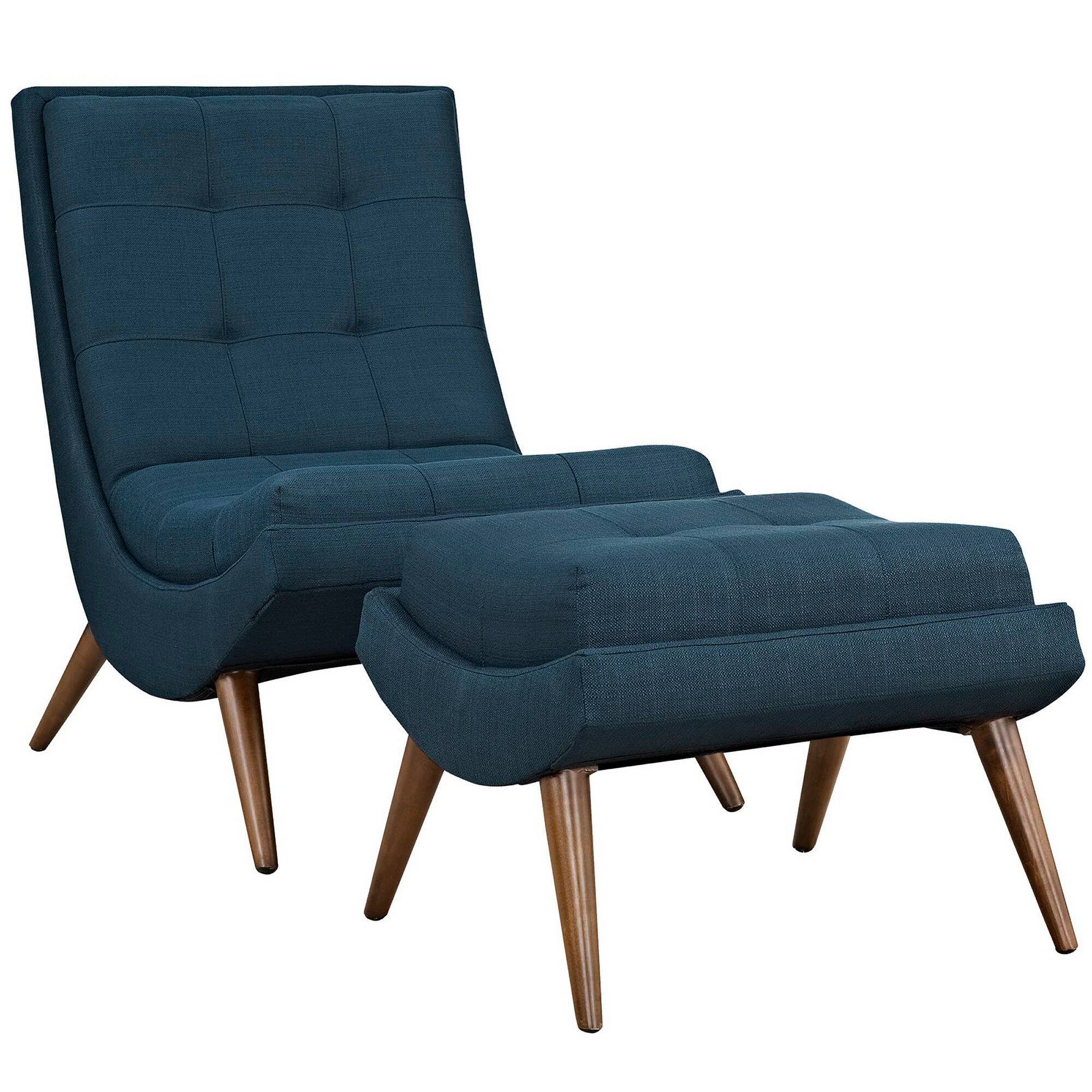 Angle. Modway - Ramp Upholstered Fabric Lounge Chair Set by Modway - Azure.