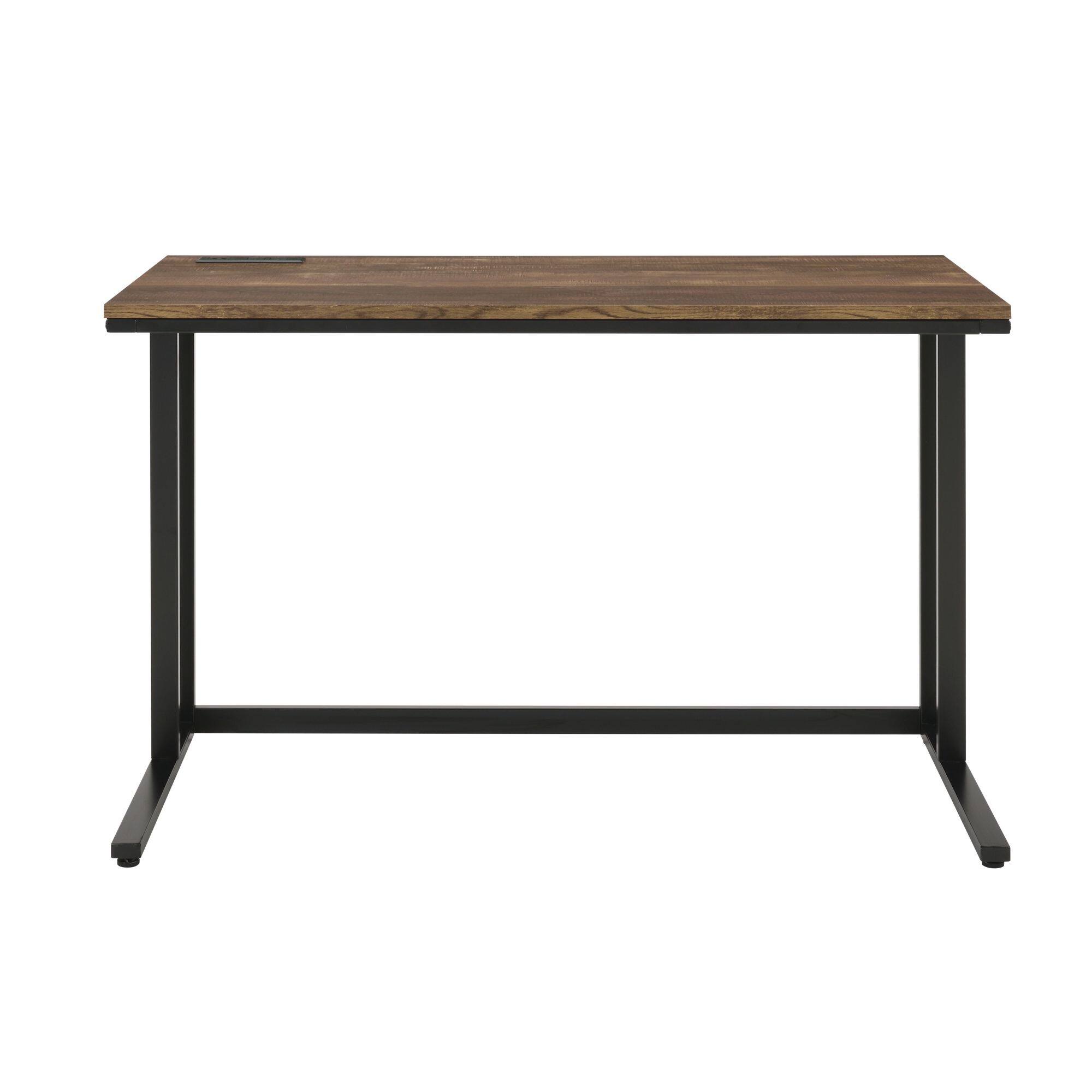 Alt View 2. GOODSILO - Modern Walnut and Black Writing Desk with Built-in USB Charging Port for Home Office - Black+Walnut.