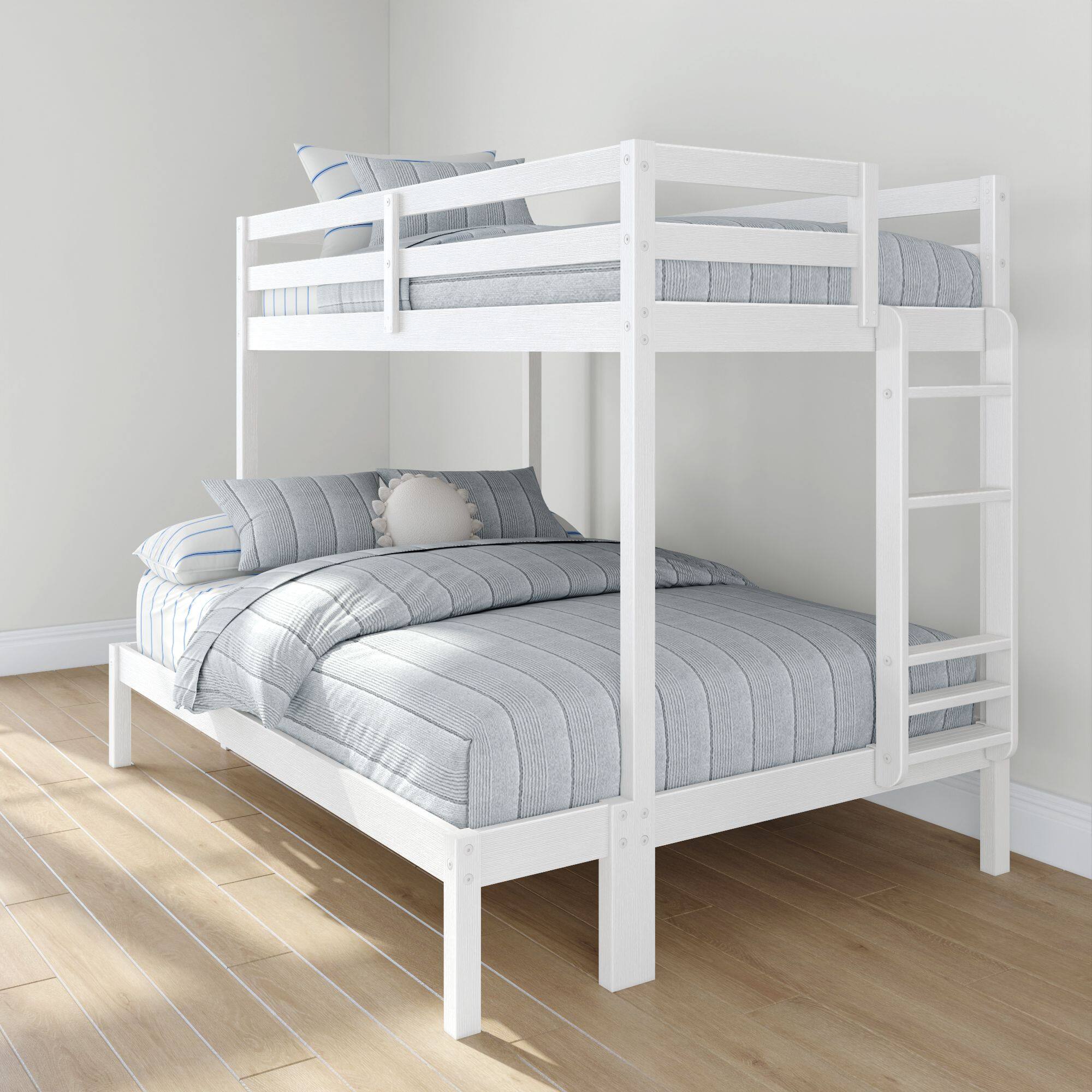 Alt View 2. Grain & Grove - Bear Plywood Twin/Full Bunk, Brushed White - White.