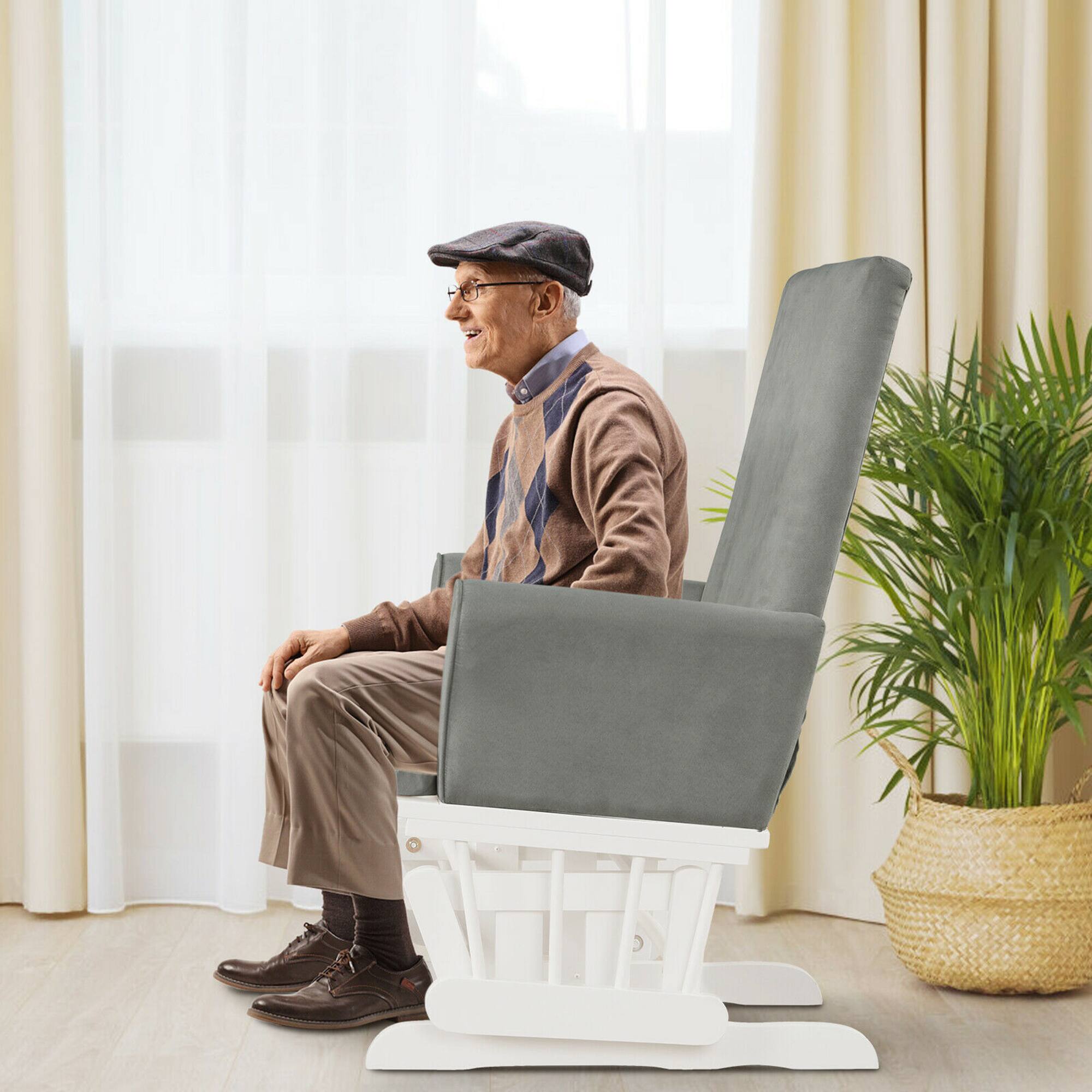 Alt View 3. Gymax - Gymax Glider and Ottoman Cushion Set Wooden Baby Nursery Rocking Chair Grey - Grey.