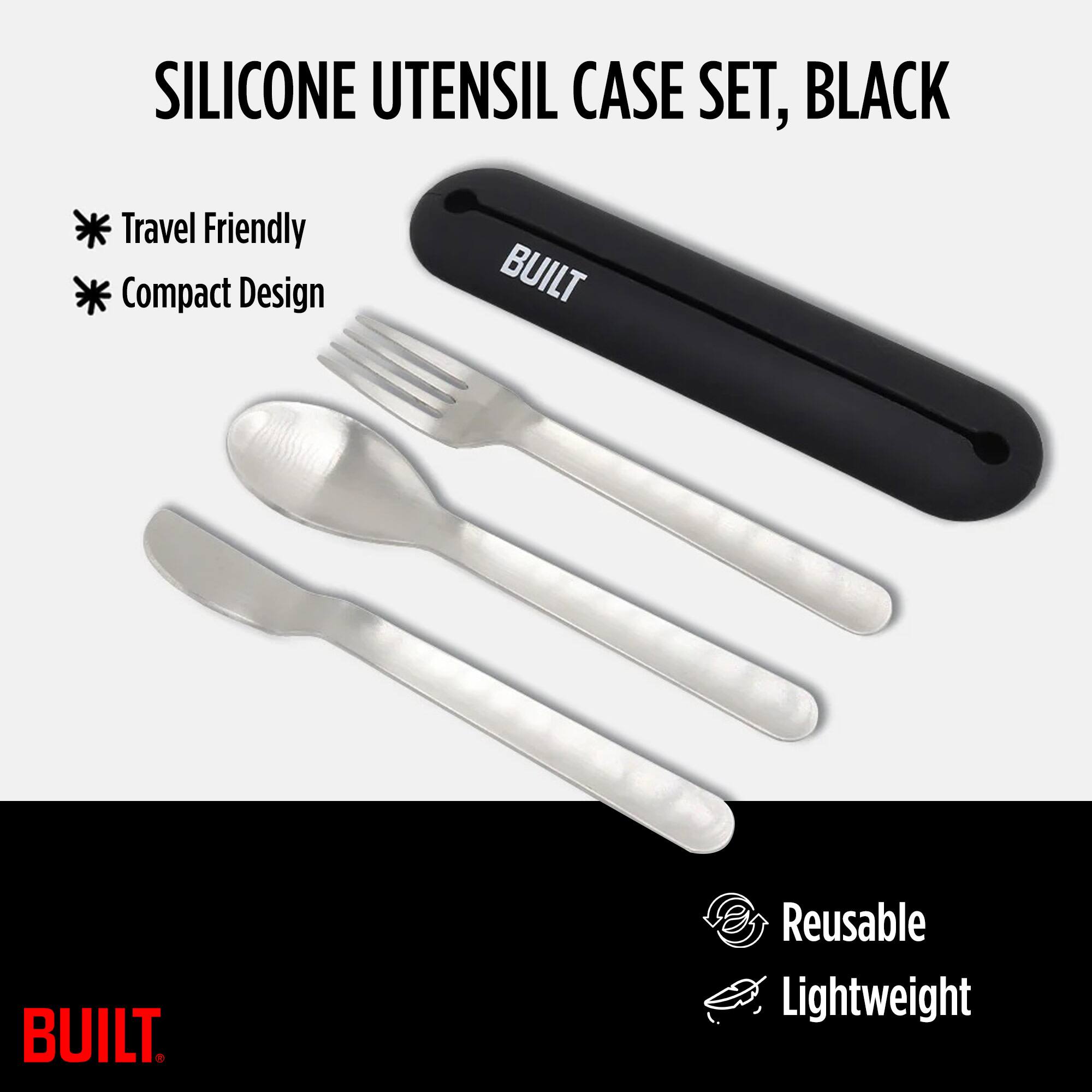 SILICONE UTENSIL CASE SET, BLACK

- Travel Friendly
- Compact Design

Reusable
Lightweight