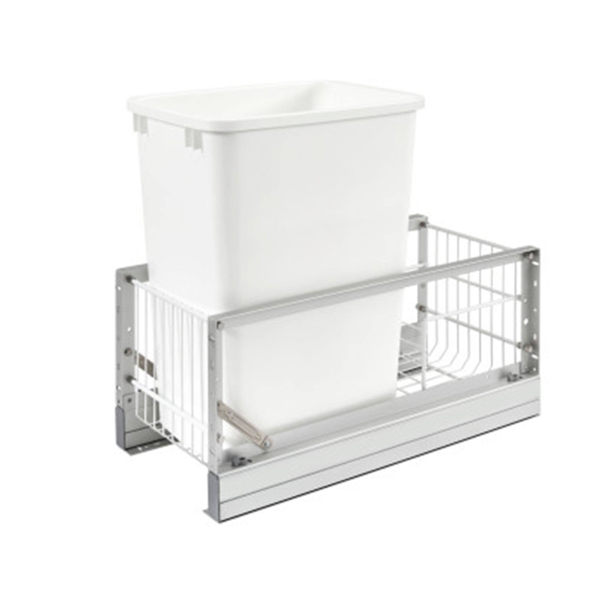 Front. Rev-A-Shelf - Rev-A-Shelf Single Pullout 35 qt. Kitchen Trash Can with Soft-Close, 5349-15DM-1 - Silver.