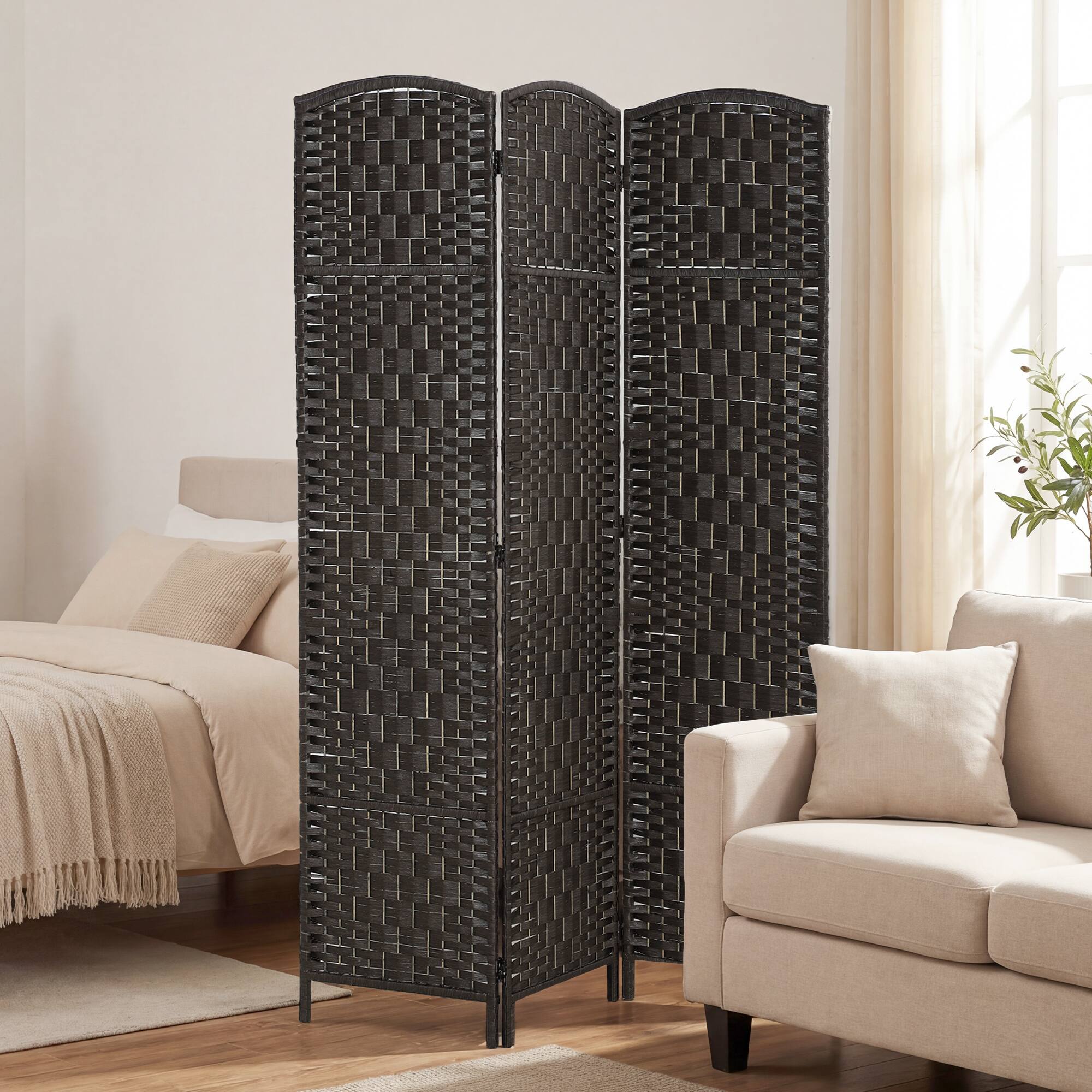 Alt View 1. Homcom - Divider, 3 Panel Folding Privacy Screen - Coffee.