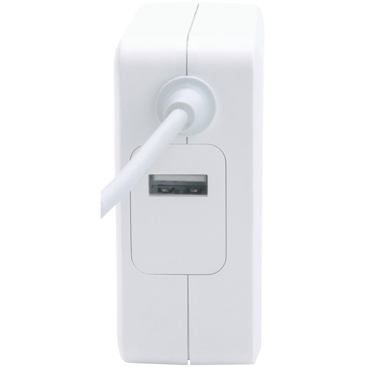 Angle. Manhattan - Manhattan 180245 60-watt Power Delivery Wall Charger With Built-in Usb-c Cable - white.