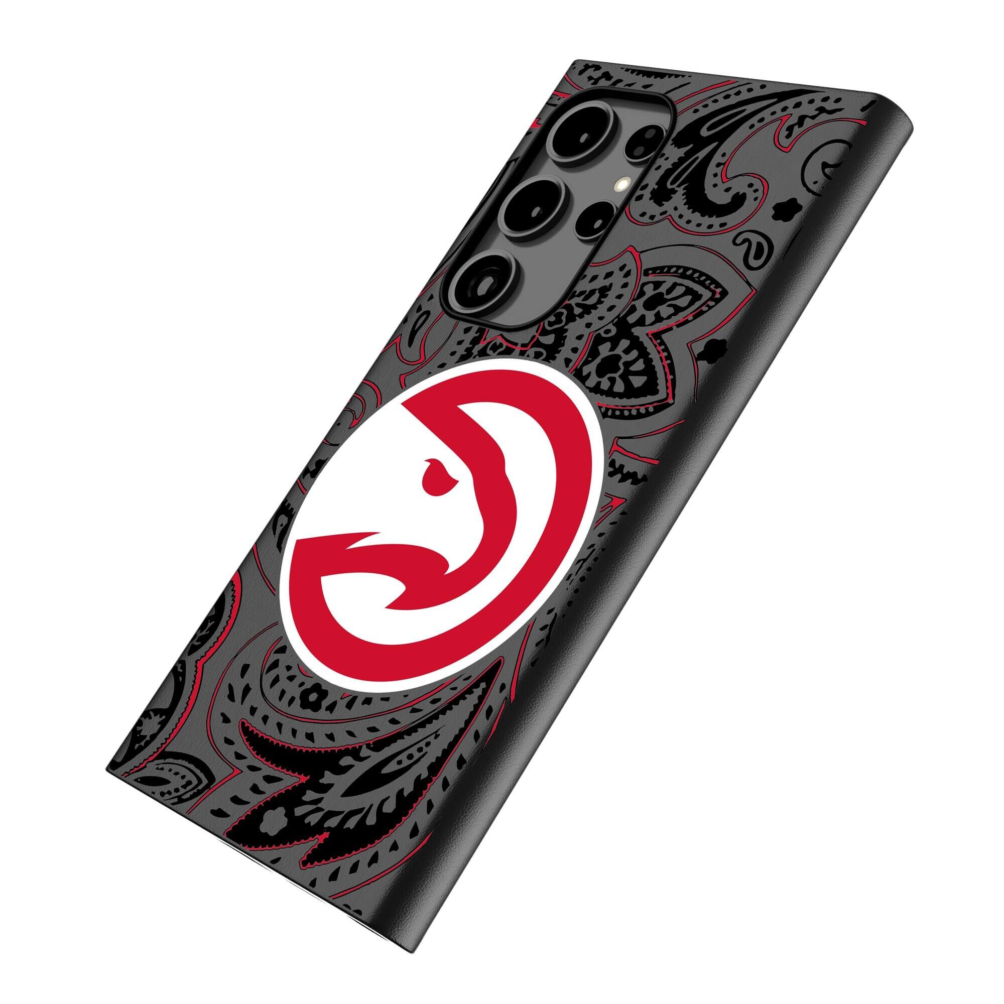 Alt View 1. Keyscaper - Atlanta Hawks Paisley Galaxy Magnetic Bump Case - S25 Ultra - Black.