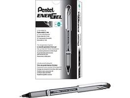 Pentel - EnerGel NV Gel Pens, Medium Point, Black Ink, Dozen - Gray/Silver
