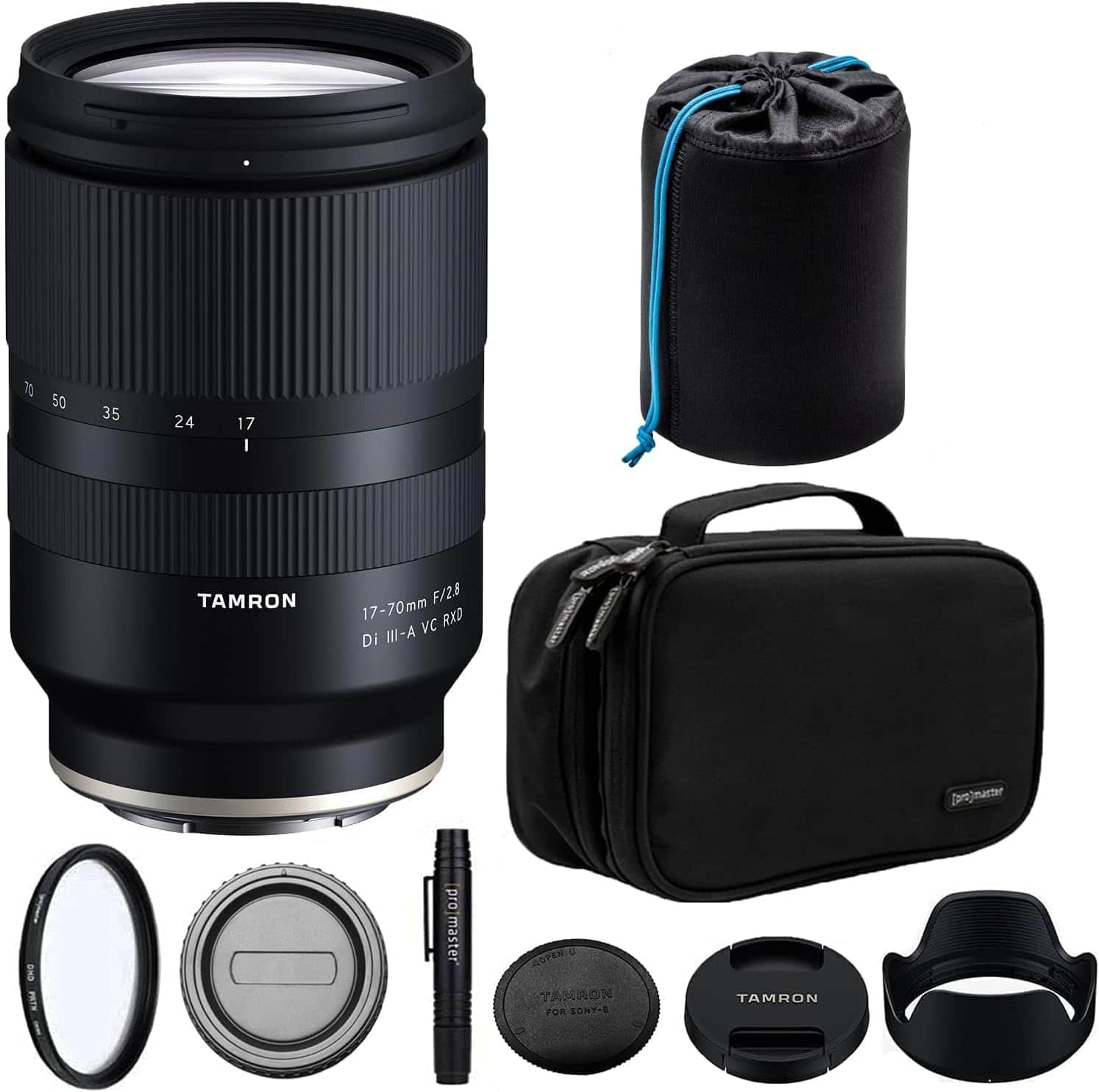Tamron - 17-70mm f/2.8 Di III-A VC RXD Lens for Fujifilm with Advanced Accessory and Travel Bundle | 17-70 mm Lens - Black