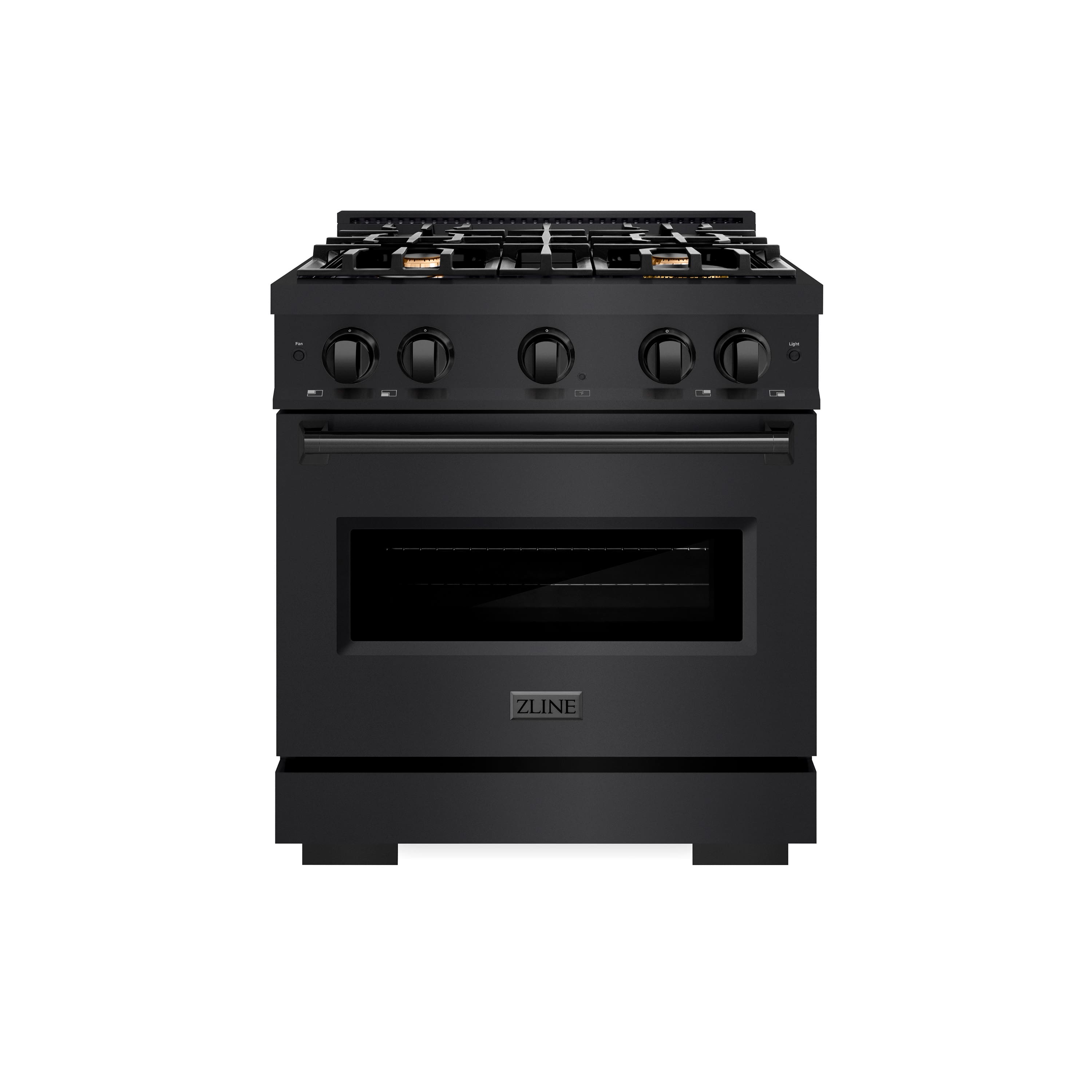 ZLINE - 30" Classic Gas Range w/ Convection Oven in Black Stainless & 4 Brass Burners (CGRB-BR-30) - Black Stainless Steel - Front_Zoom
