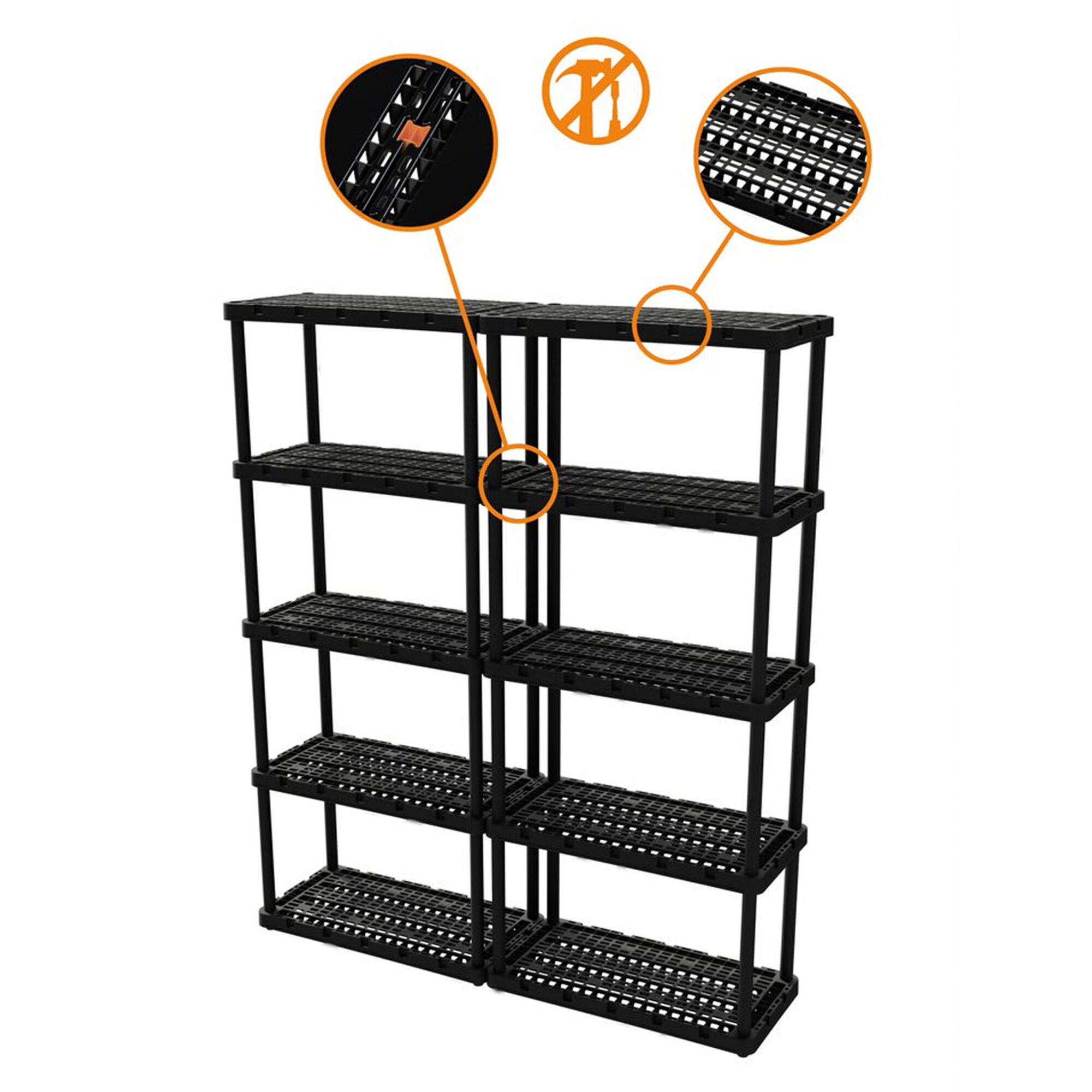 Alt View 7. Gracious Living - Gracious Living 5 Shelf Knect-A-Shelf Ventilated Heavy Duty Storage Unit, Black - Black.