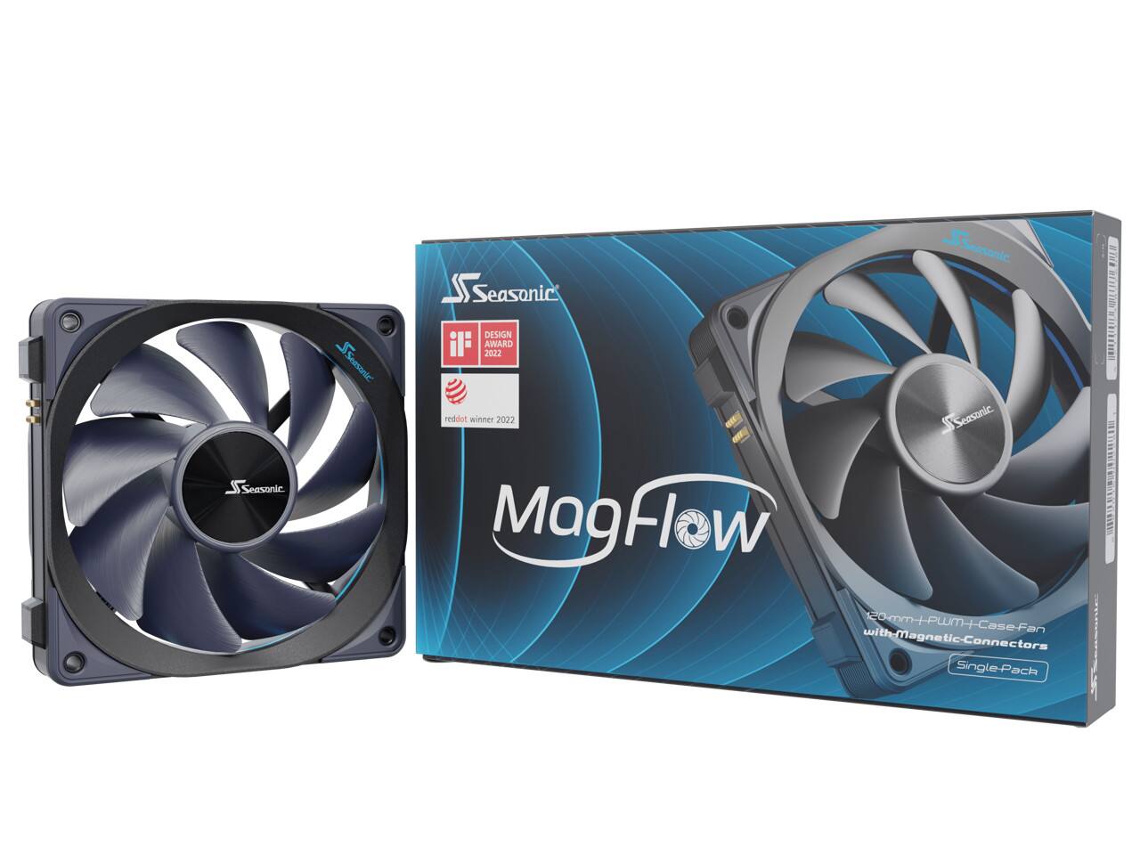 Seasonic MagFlow FI W 120mm PWM Case Fan with Magnetic Connectors Single-Pack