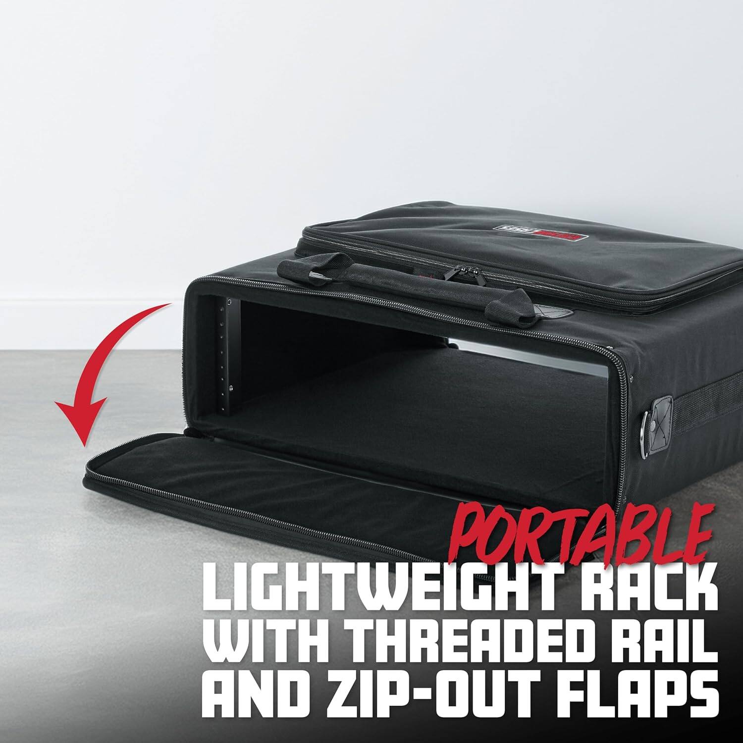 PORTABLE LIGHTWEIGHT RACK WITH THREADED RAIL AND ZIP-OUT FLAPS
