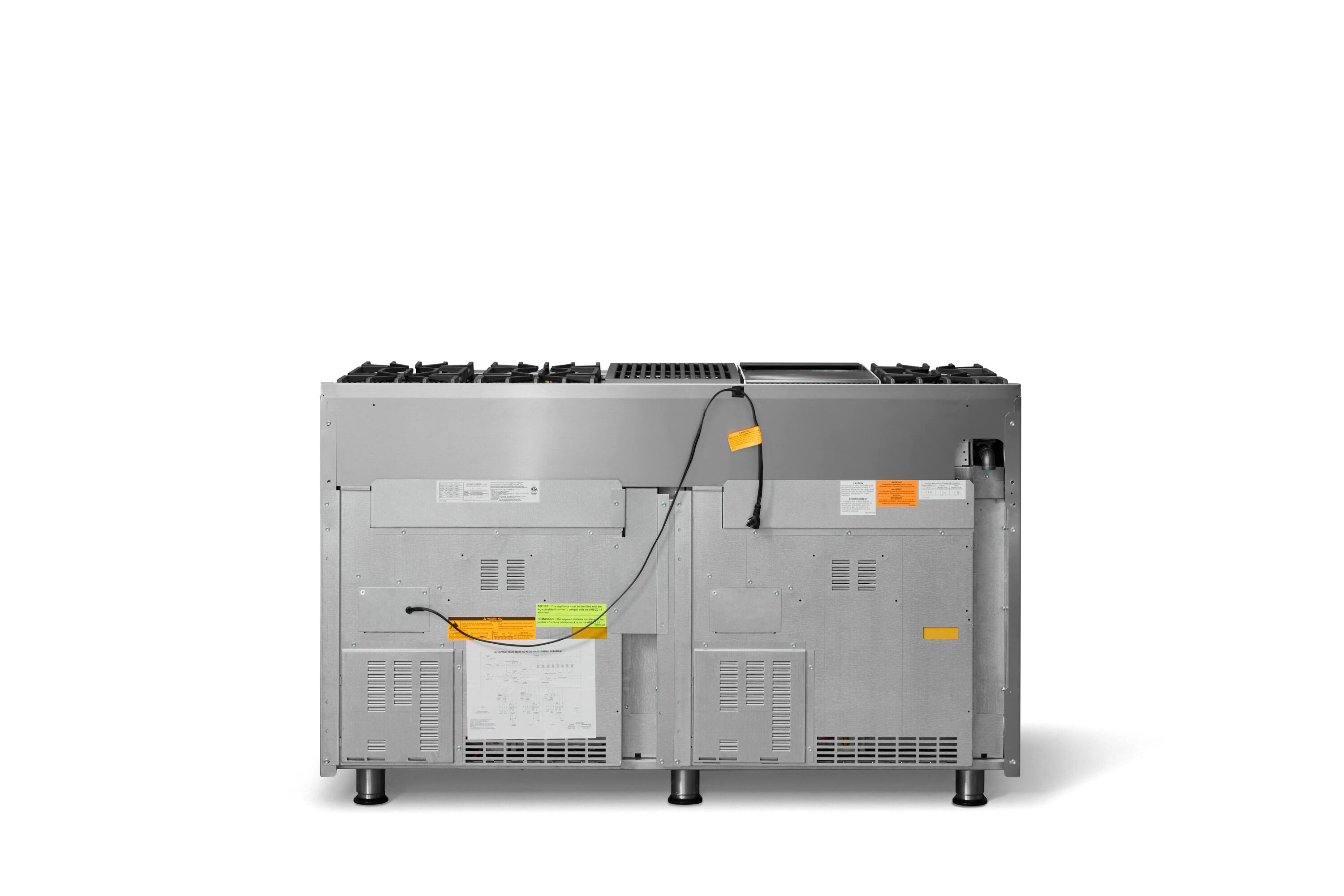 Back. Viking - 8.0 Cu. Ft. 60"W. Professional 5 Series Freestanding Double Oven Gas Convection Range - Stainless steel.