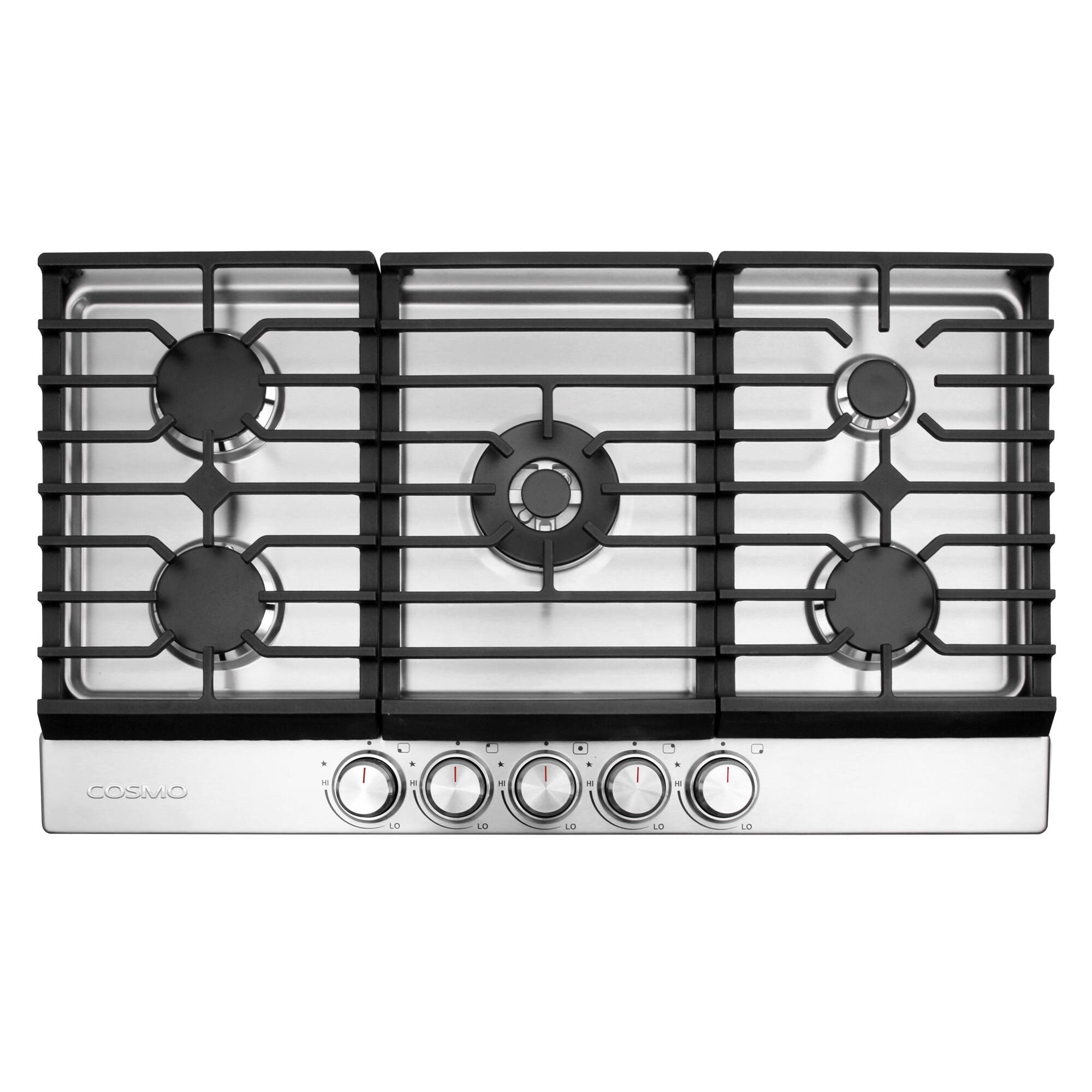 Alt View 8. COSMO - COS-CTGH365SS 36 in. Haven Collection Drop-in Gas Cooktop with 5 Sealed Burners, Cast Iron Grates - Stainless Steel.
