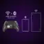 The text on the image reads: "Low Latency Wireless + 9 Cuma e X Y A B  - I A". This text is likely a description or feature of the wireless controller, which is designed to provide low latency and a fast response time for a better gaming experience. The text also mentions the controller's compatibility with the Xbox One and PlayStation 4 gaming consoles.