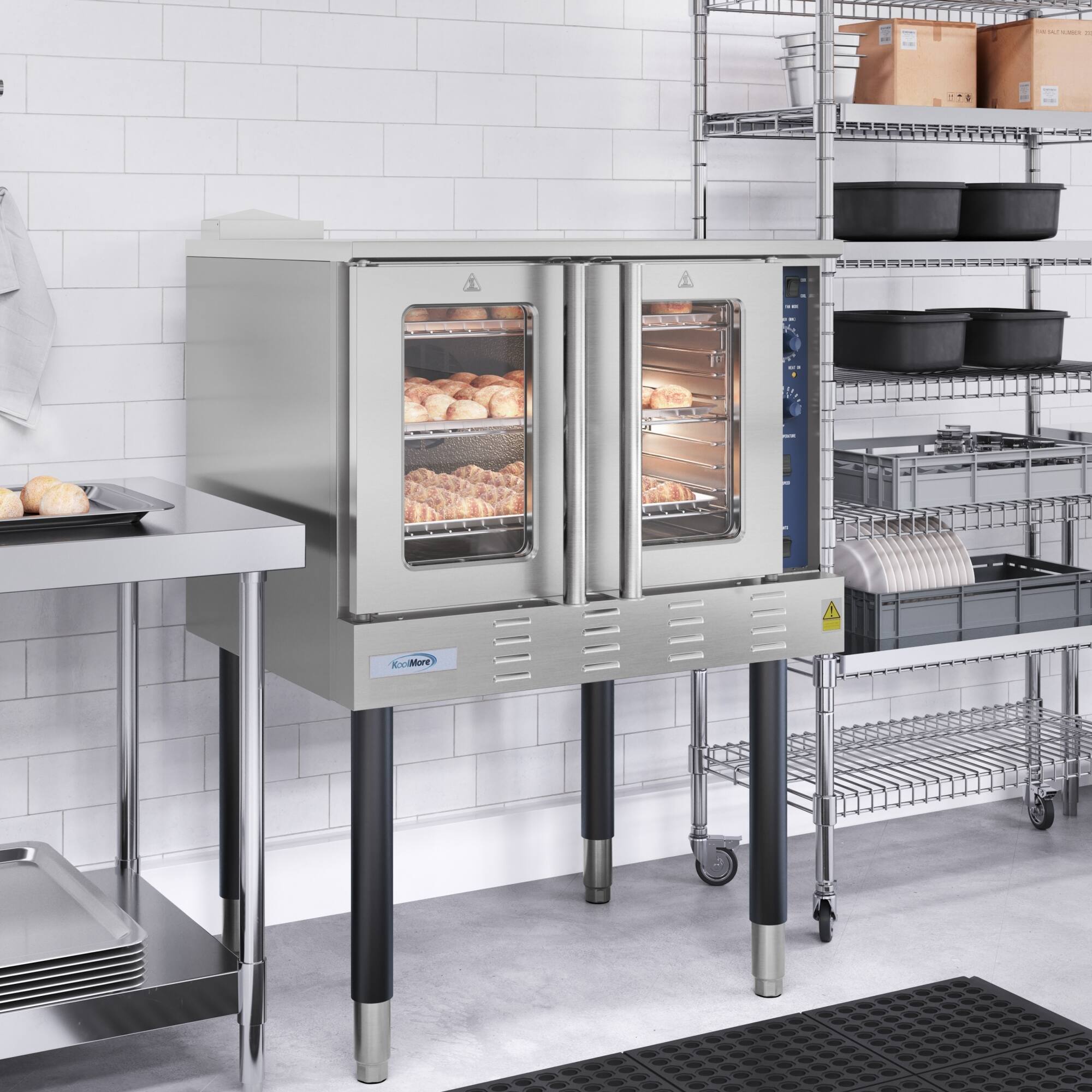 Back. Koolmore - 38 in. Full Size Single Deck Commercial Natural Gas Convection Oven 54,000 BTU (KM-CCO54-NG) - Stainless Steel.