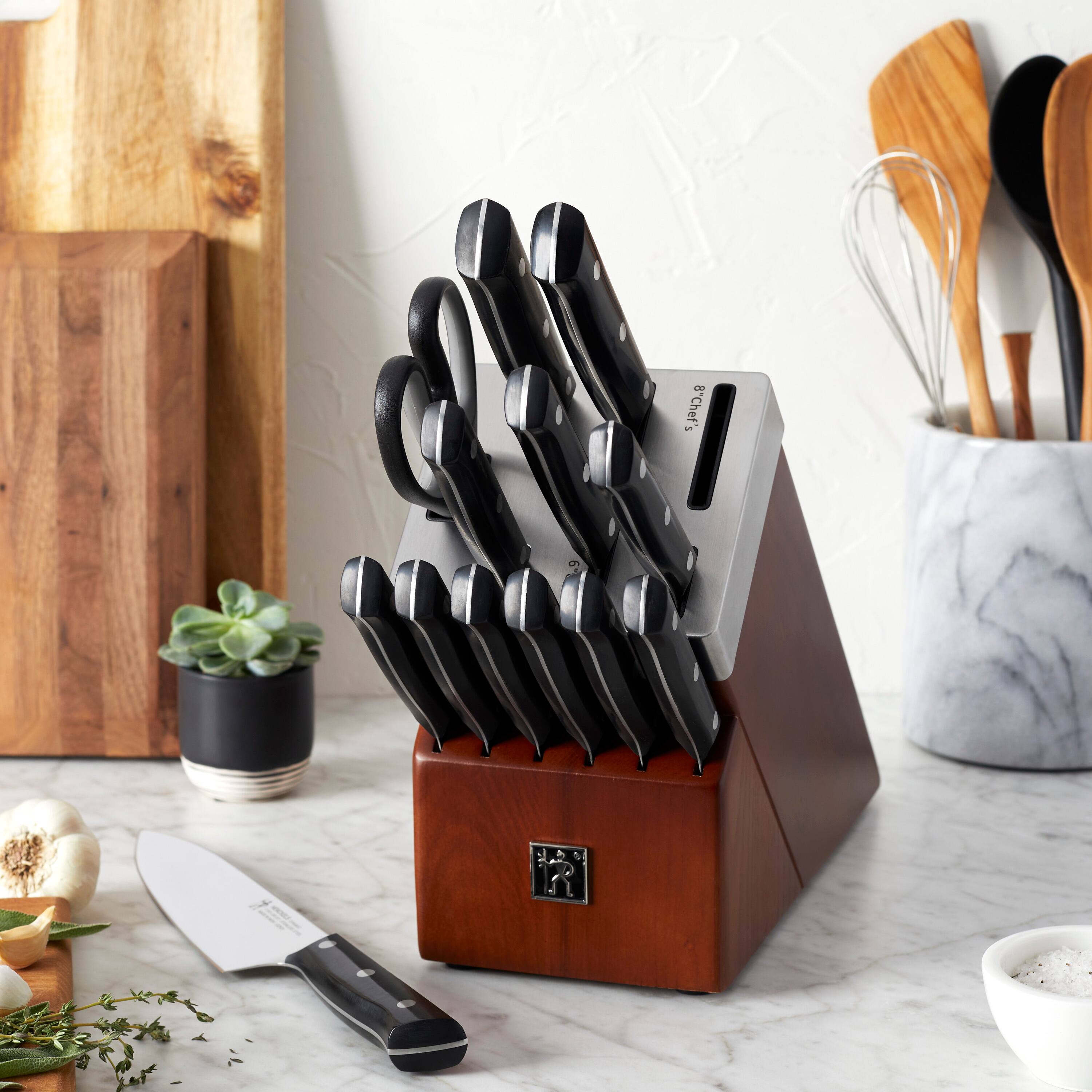 Alt View 1. Henckels - Henckels Dynamic 14-pc Self-Sharpening Knife Block Set - Brown.