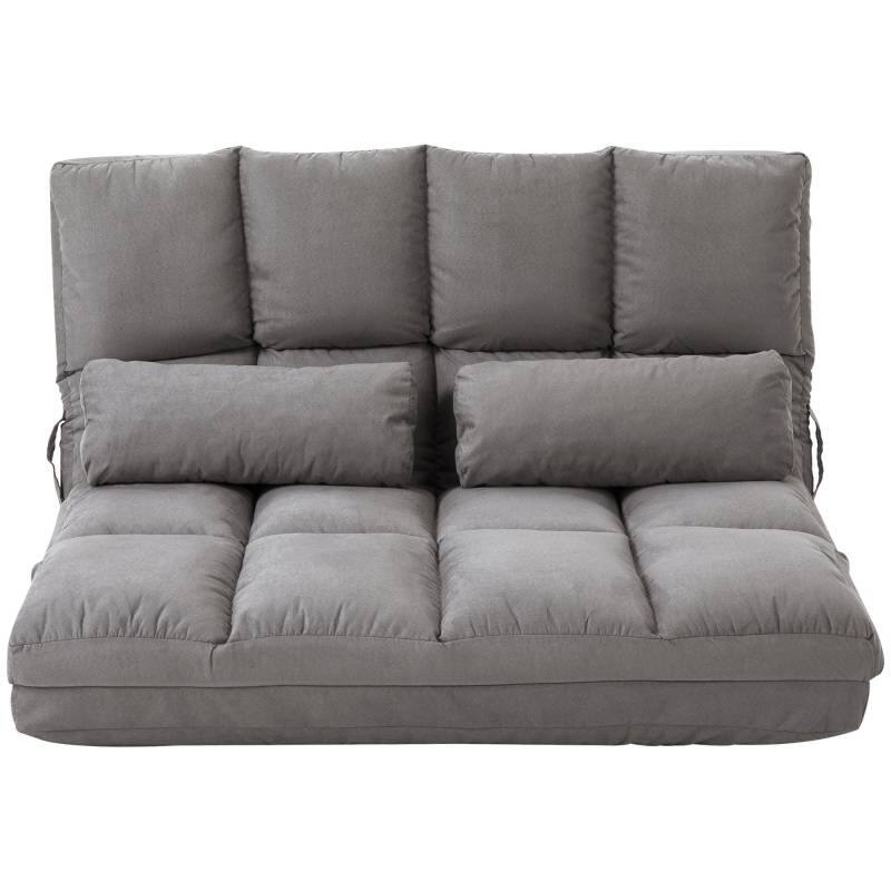 Hivvago - Dark Grey Polyester Suede Fabric Floor Sofa Bed Recliner with Adjustable Back - Gray
