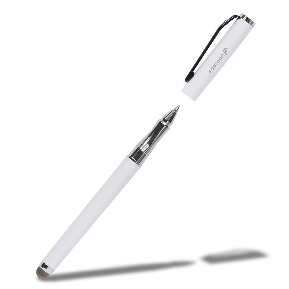 Angle. Fosmon - 2x Universal Stylus Pen for iPad iPhone Tablet Stylus Pens for Touchscreen, Black Ink Ballpoint Pen Cap Stylus Tip,White - White.