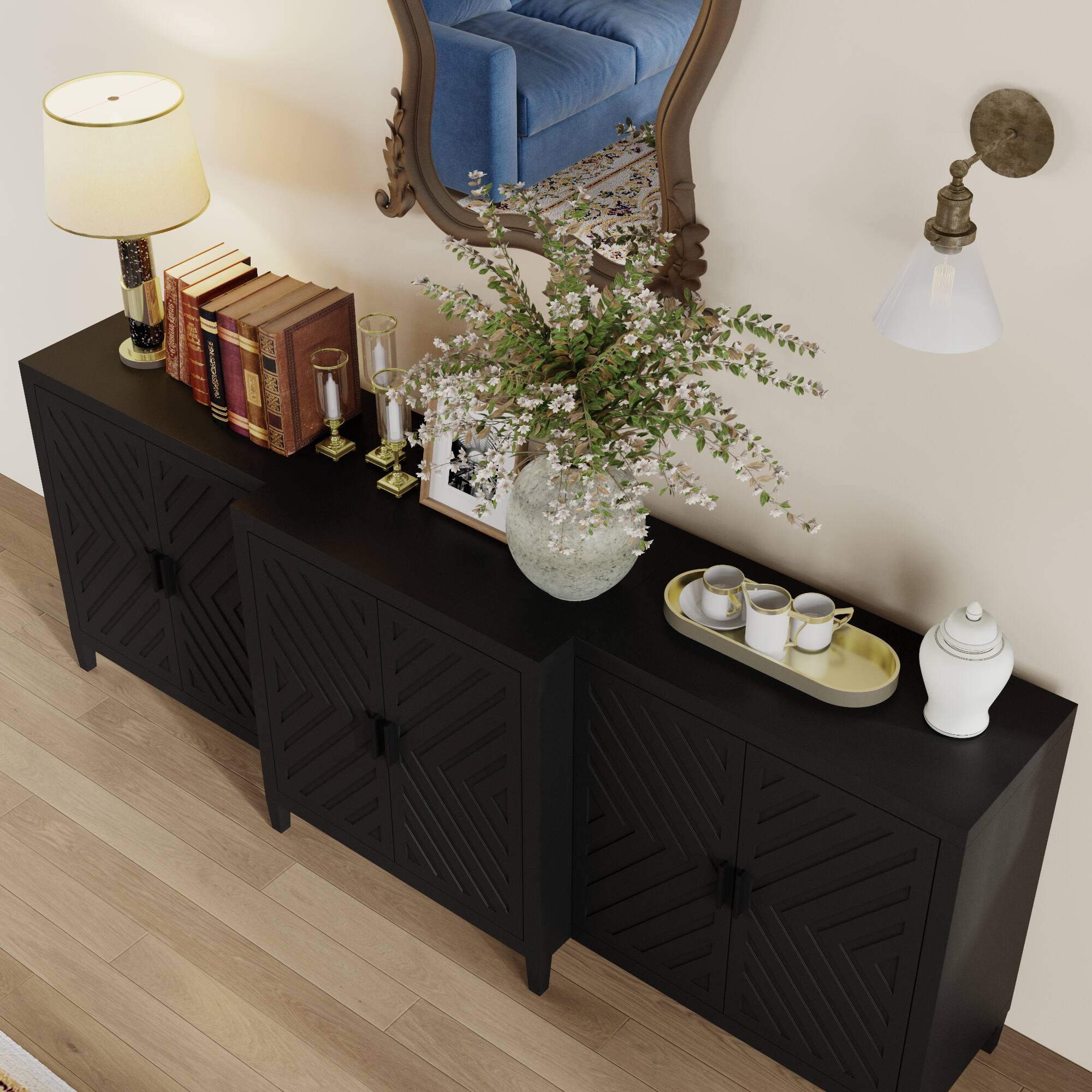 Alt View 6. FUFU & GAGA - FUFU&GAGA Geometric - Door Storage Cabinet: Multi - Scene Organizer with Anti - Tip - Black.