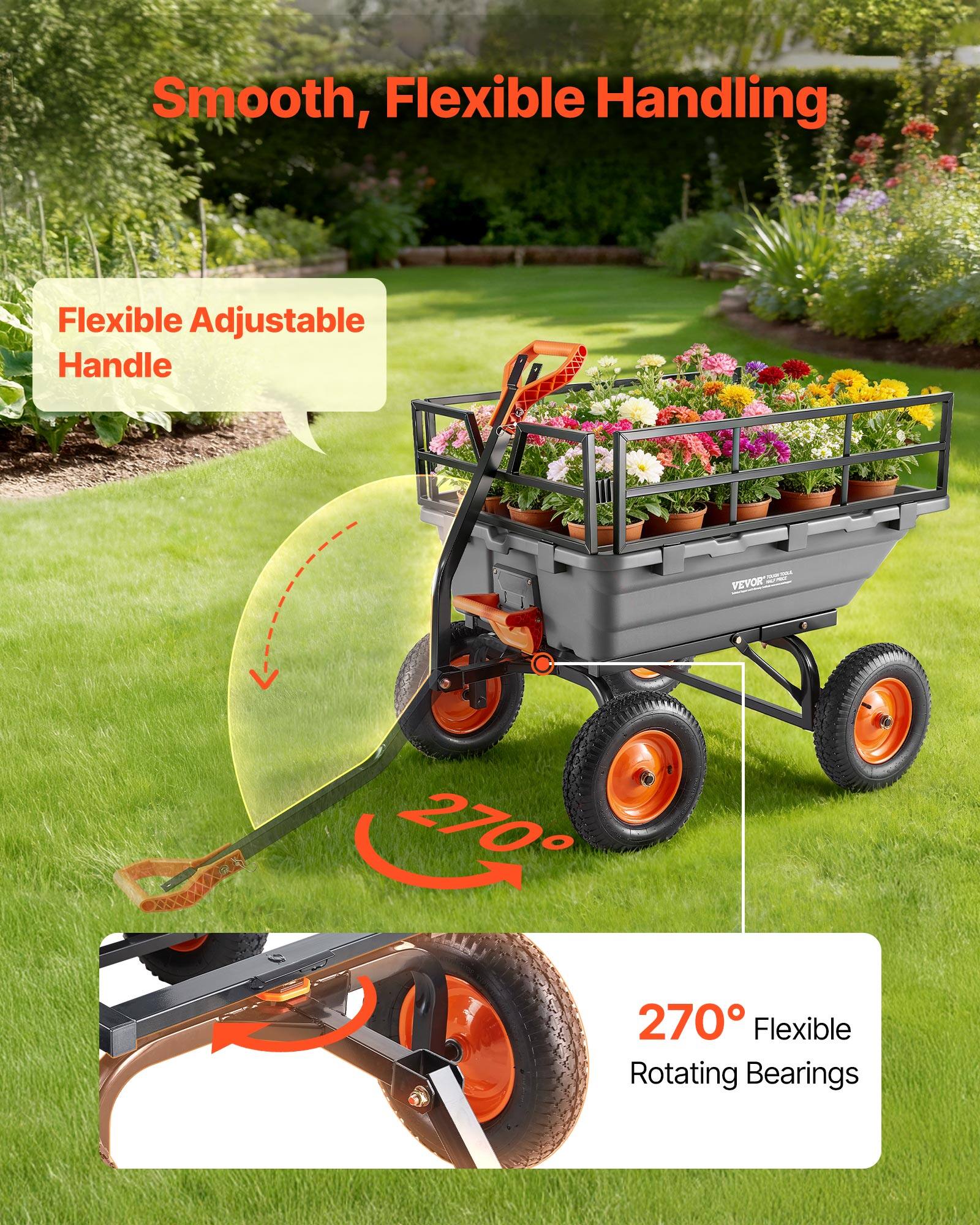 Smooth, Flexible Handling

Flexible Adjustable Handle

270° Flexible Rotating Bearings