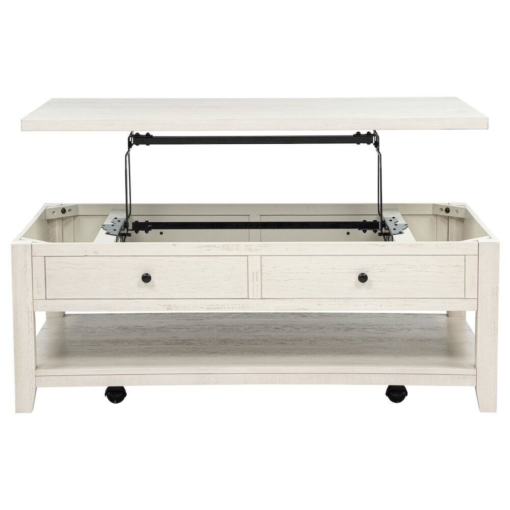 Alt View 2. Coaster Co. of America - Payne 48-inch Mobile Lift Top Coffee Table Distressed White - Distressed White.