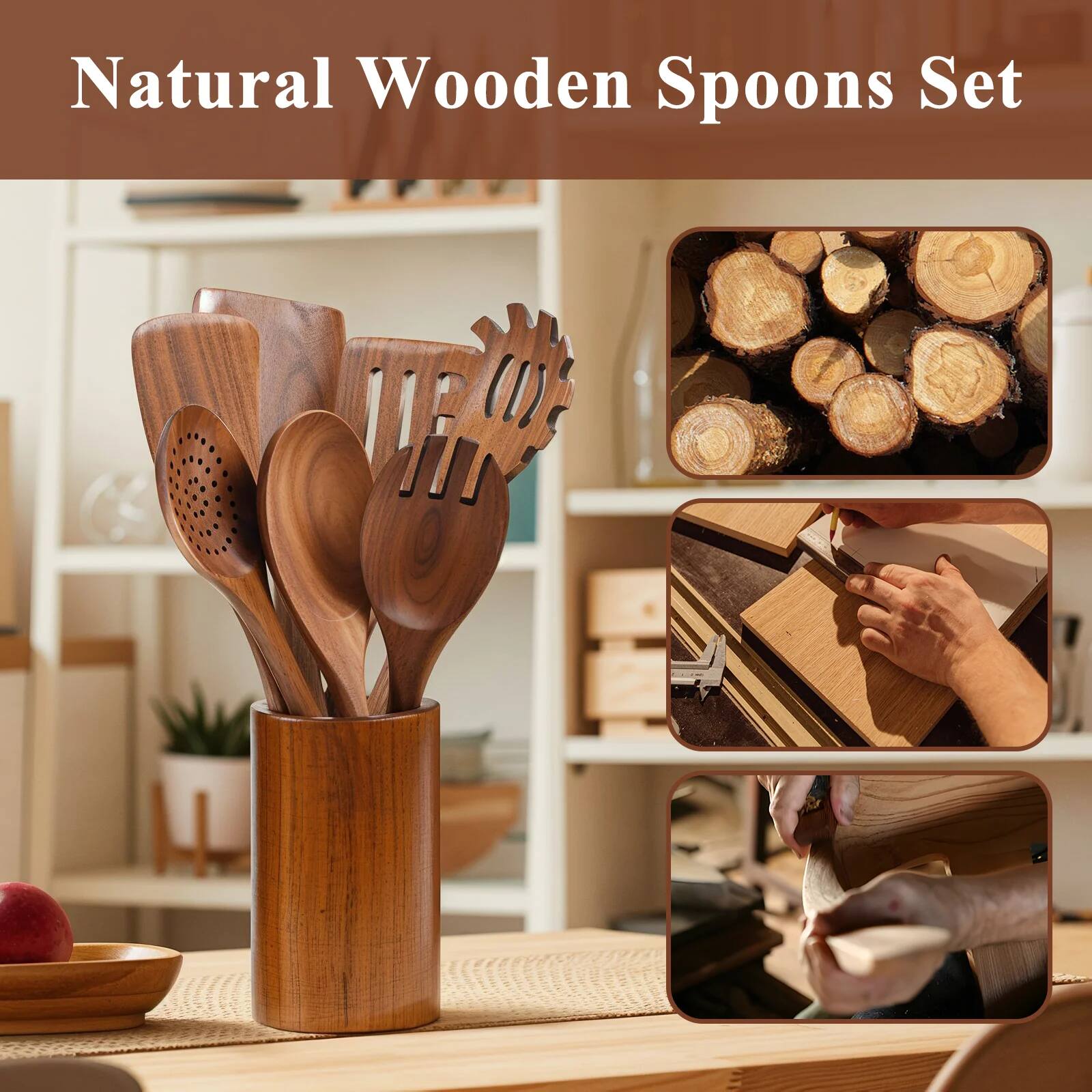 Natural Wooden Spoons Set