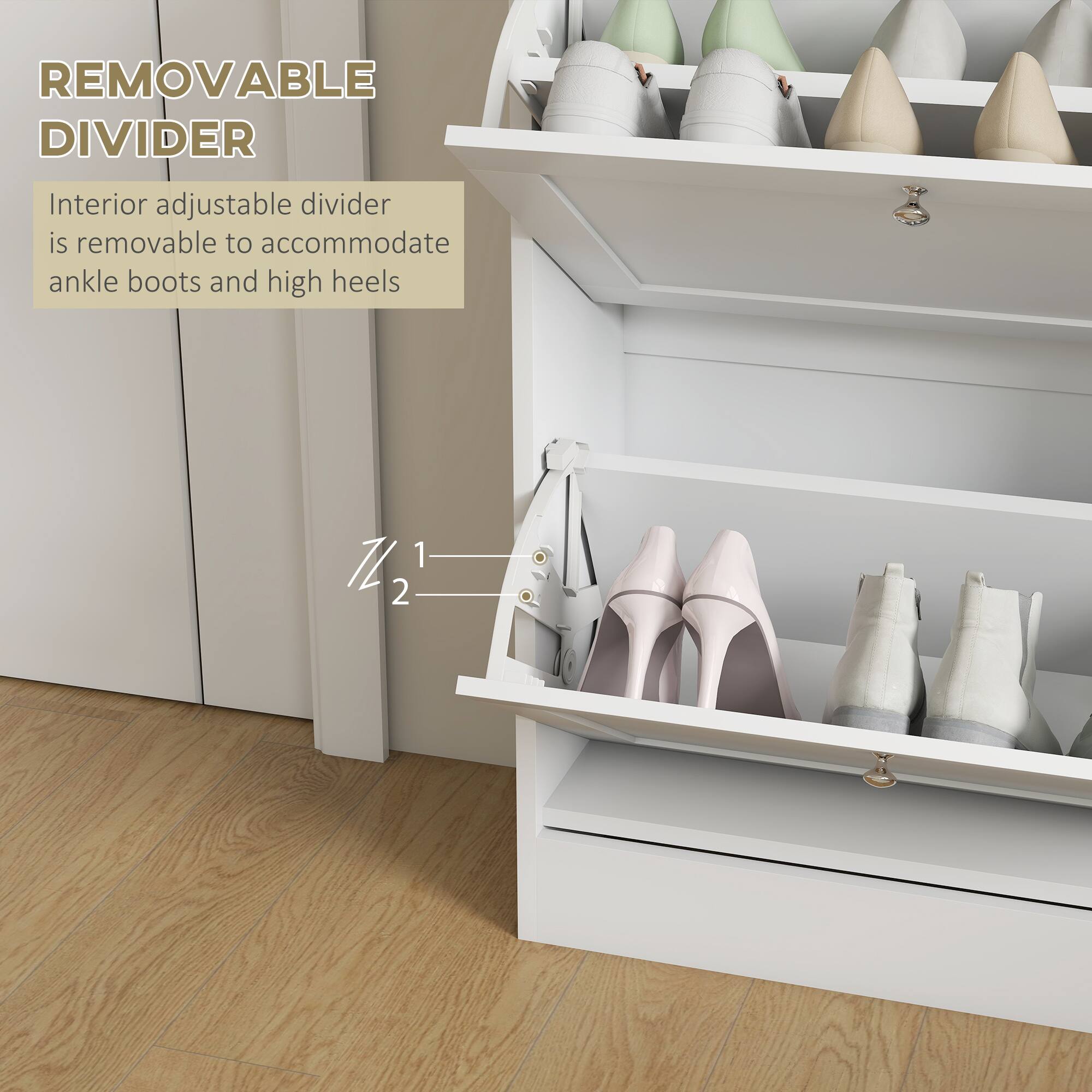 REMOVABLE DIVIDER

Interior adjustable divider is removable to accommodate ankle boots and high heels

1
2