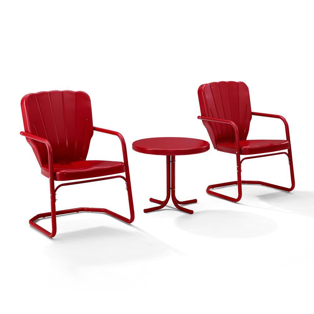 Crosley Furniture - Ridgeland 3Pc Retro Outdoor Chair Set - Side Table & 2 Chairs - Bright Red Gloss price history on PriceWatchPro