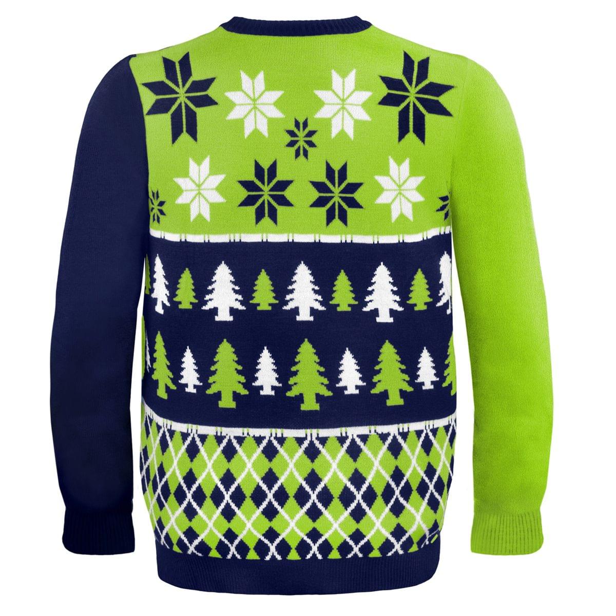 Alt View 1. Forever Collectibles - Seattle Seahawks Busy Block NFL Ugly Sweater Large - Green.