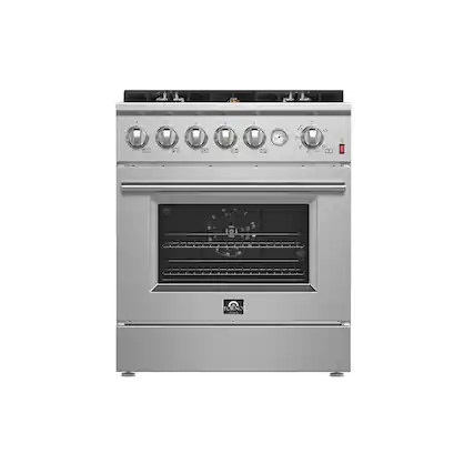 Front. Forno Appliances - Giovanni 4.32 Cu. Ft. Freestanding Gas Convection Range with Reversible Griddle - Silver.