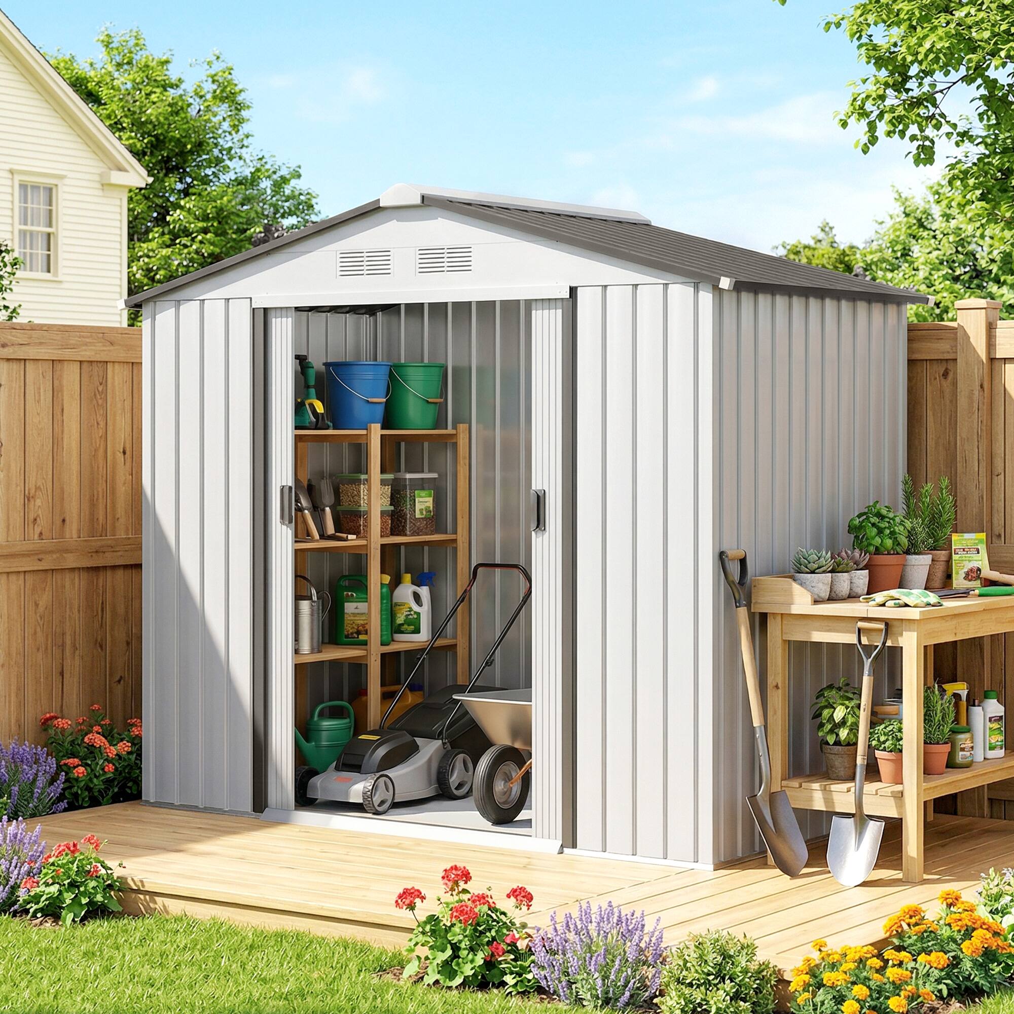 Alt View 1. Outsunny - x 4' Outdoor Storage Shed.