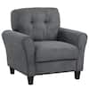 Front. Costway - Modern Upholstered Accent Chair with Sturdy Legs - Grey.