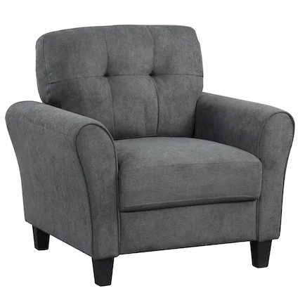 Front. Costway - Modern Upholstered Accent Chair with Sturdy Legs - Grey.