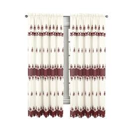 RT Designers Collection - Donna Macrame Construction 3" Rod Pocket Curtain Panel 54" x 90" Beige/Burg - Beige burg